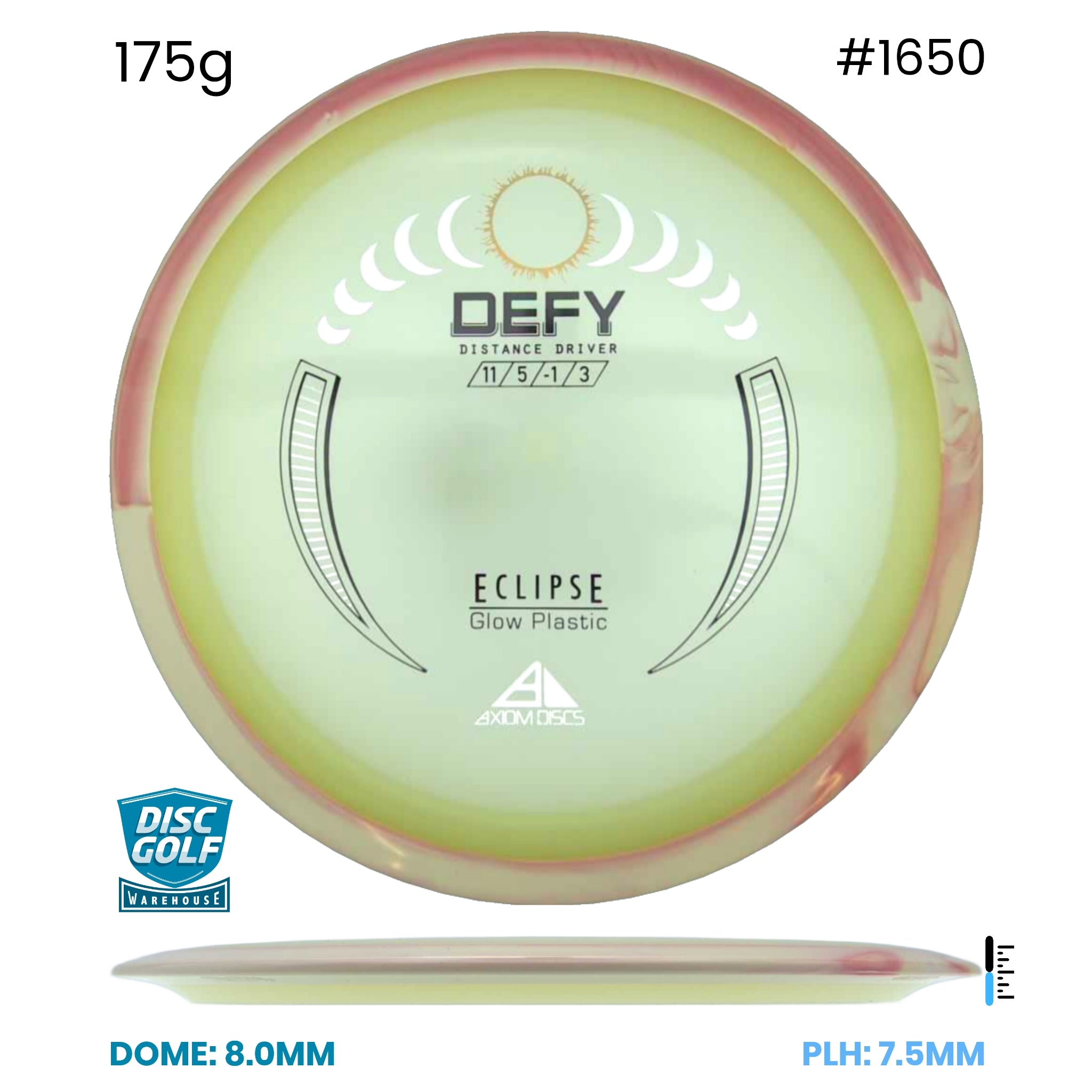 Disc Golf Warehouse Axiom Defy - Eclipse Glow Plastic Glow/Red Swirl Rim 175g
