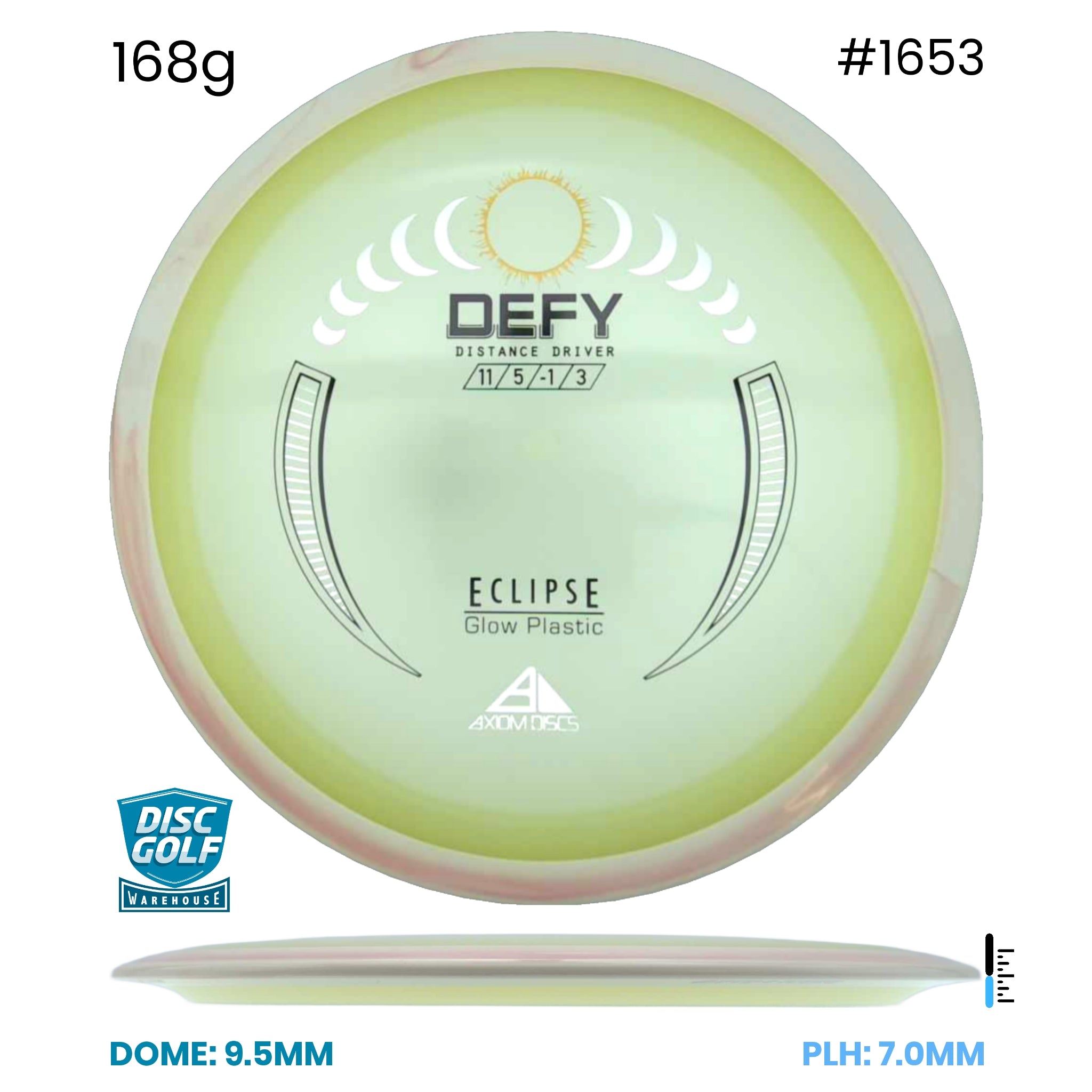 Disc Golf Warehouse Axiom Defy - Eclipse Glow Plastic Glow/White Swirl Rim 168g