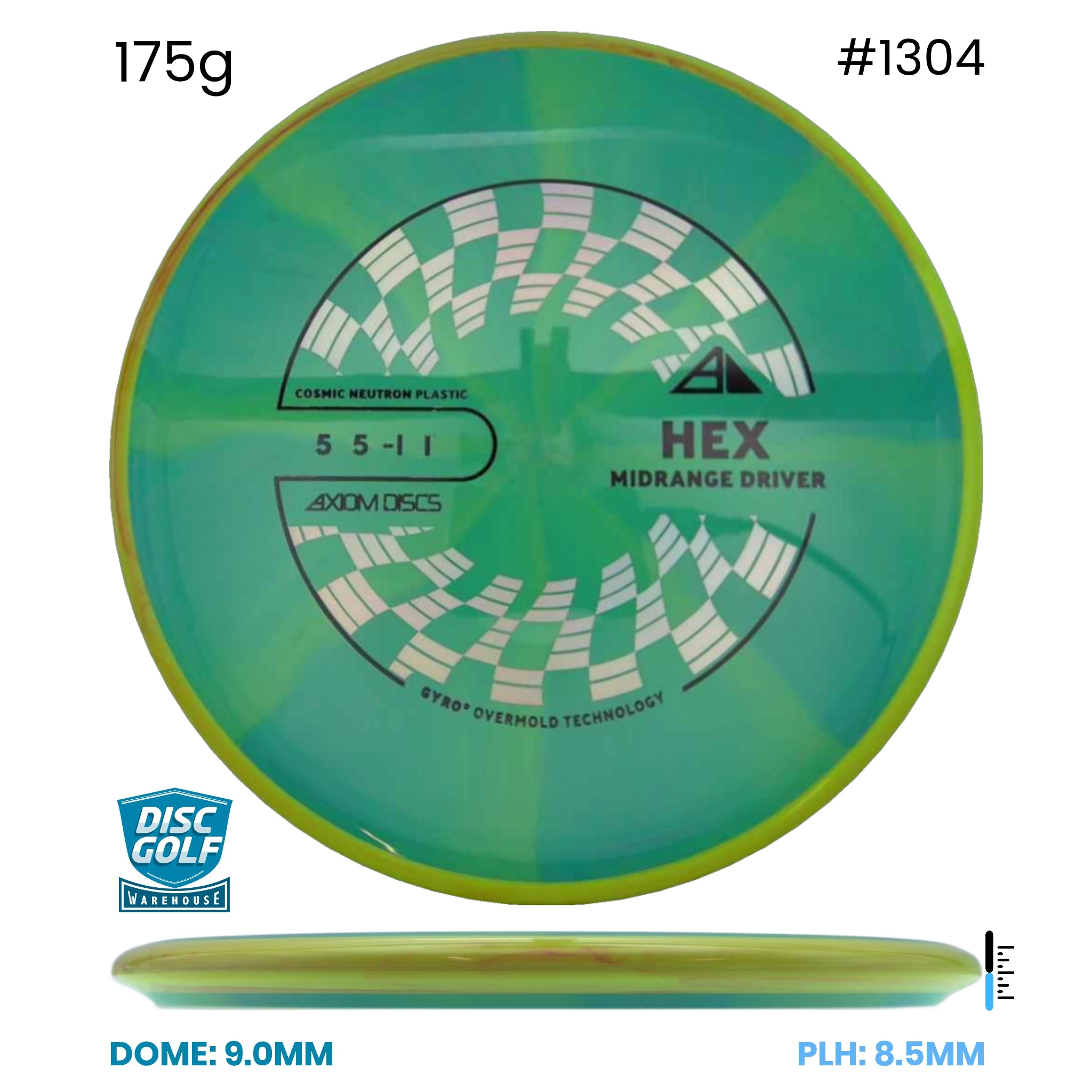 Disc Golf Warehouse Axiom Hex - Cosmic Neutron Plastic Teal/Silver, Black 175g