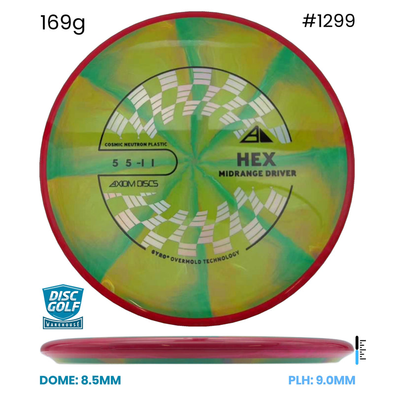 Disc Golf Warehouse Axiom Hex - Cosmic Neutron Plastic Yellow/Black, Silver 169g