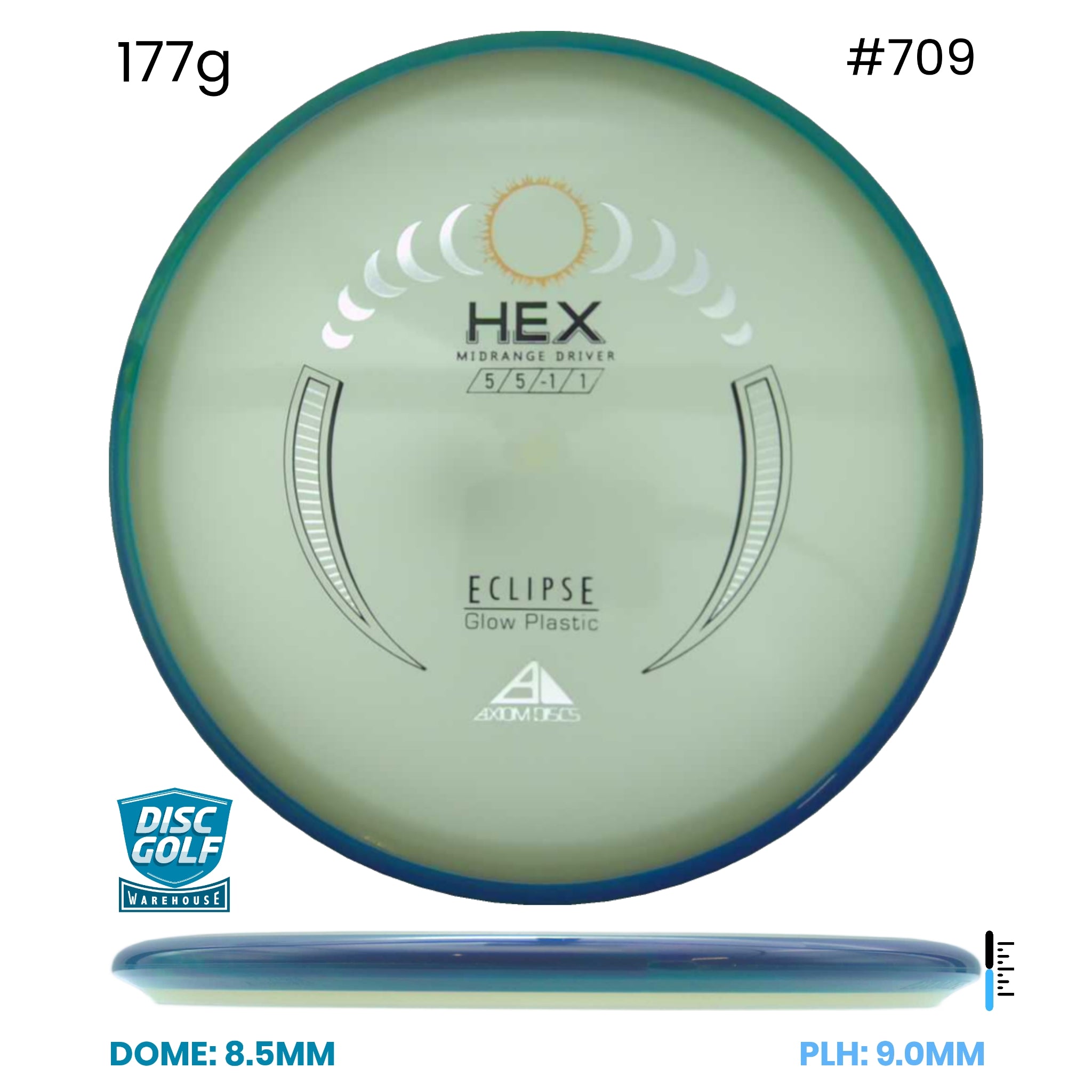 Disc Golf Warehouse Axiom Hex - Eclipse Glow Plastic Glow/Silver, Gold 177g