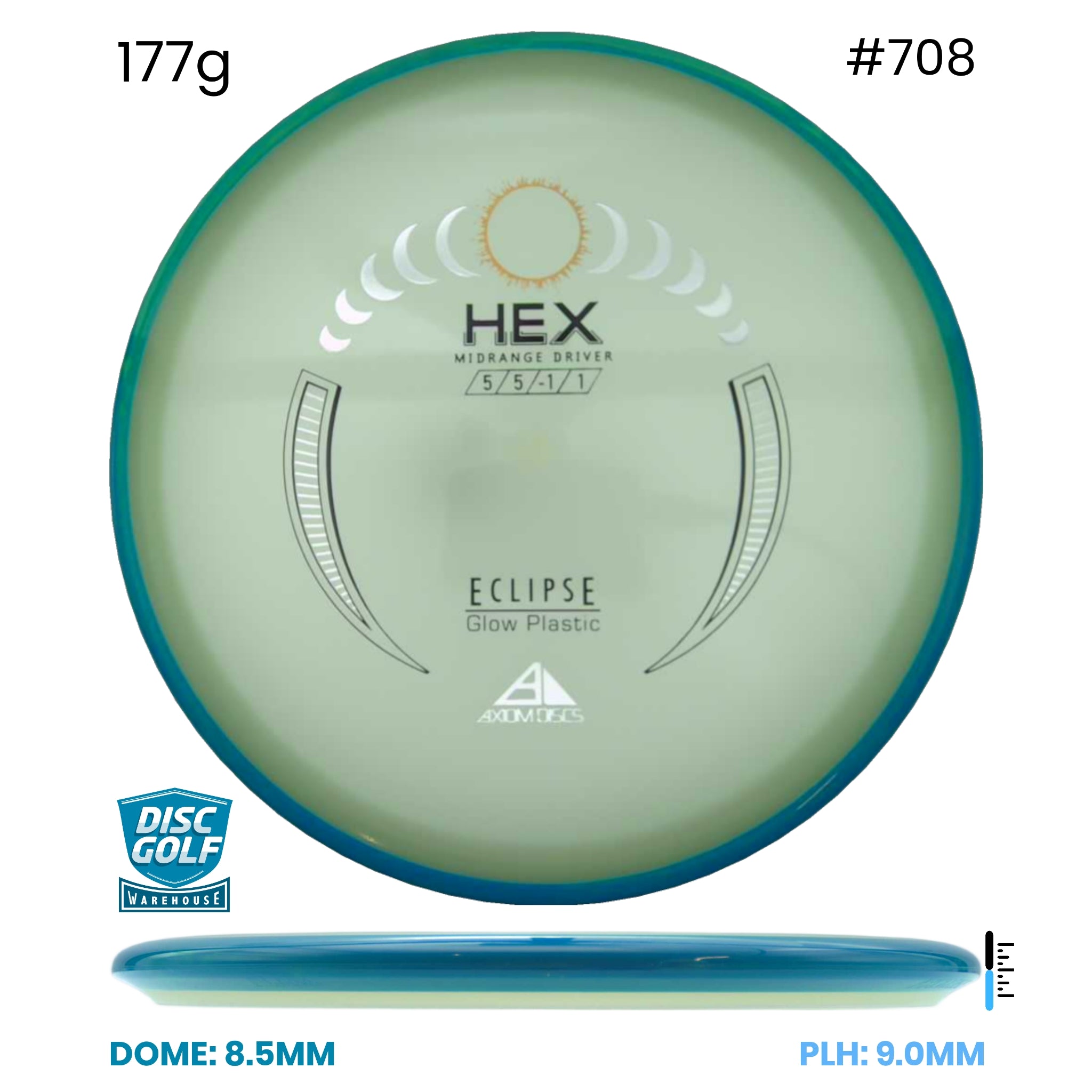 Disc Golf Warehouse Axiom Hex - Eclipse Glow Plastic Glow/Silver, Gold 177g