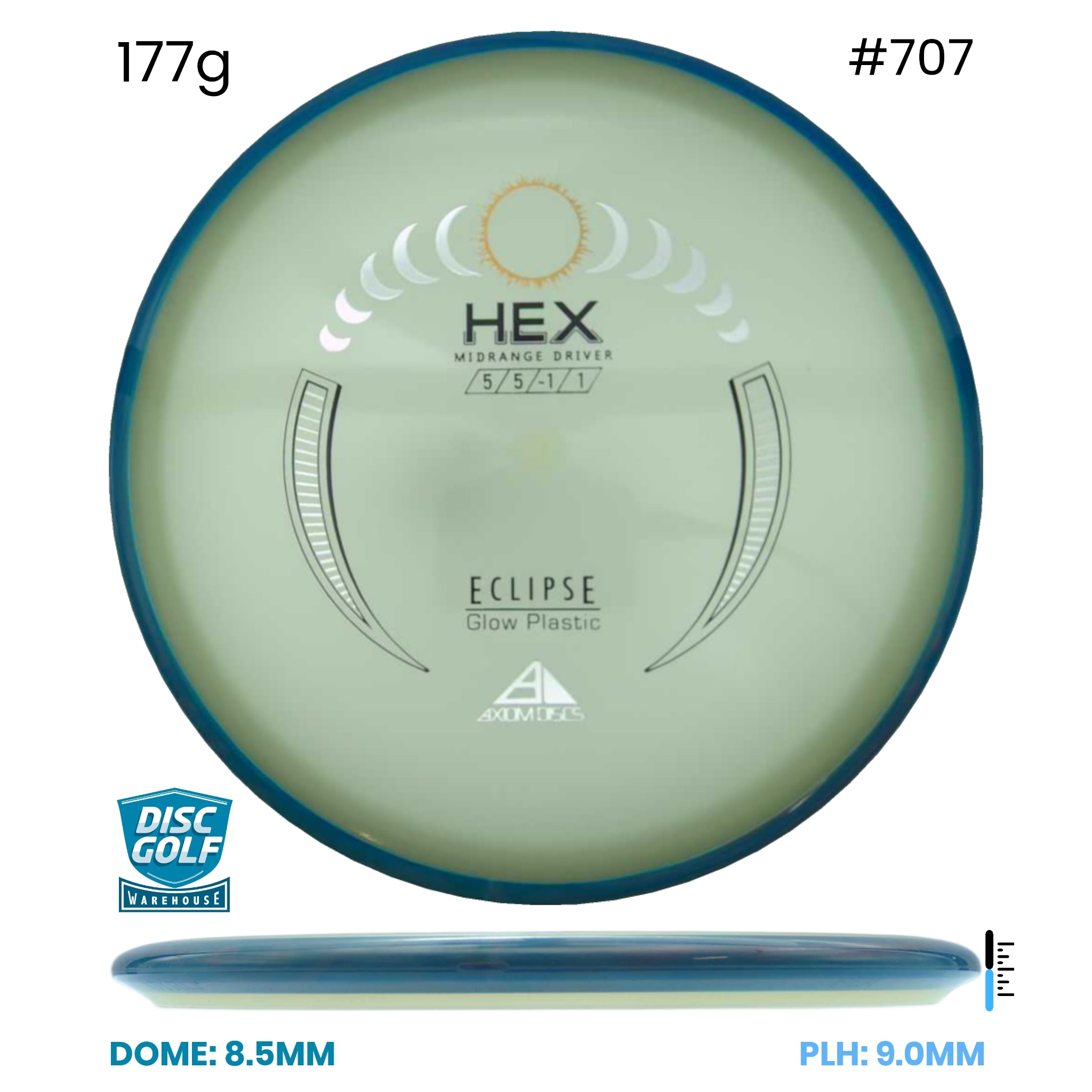 Disc Golf Warehouse Axiom Hex - Eclipse Glow Plastic Glow/Silver, Gold 177g