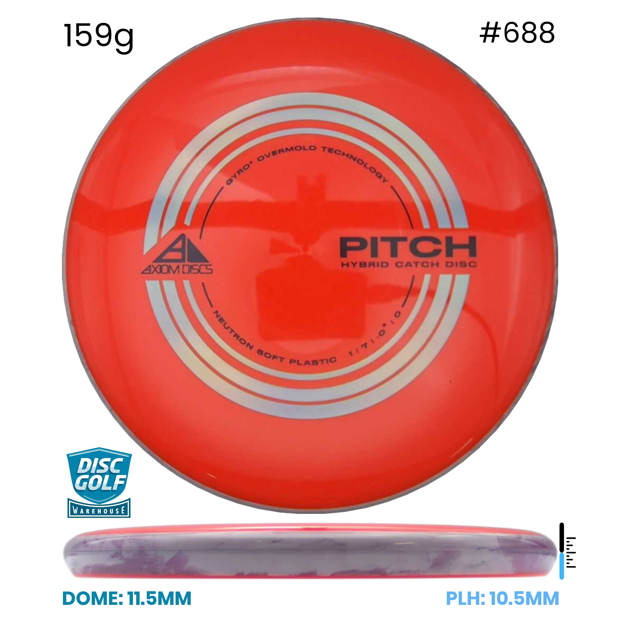 Disc Golf Warehouse Axiom Pitch - Neutron Soft Plastic Orange/Black, Silver 159g