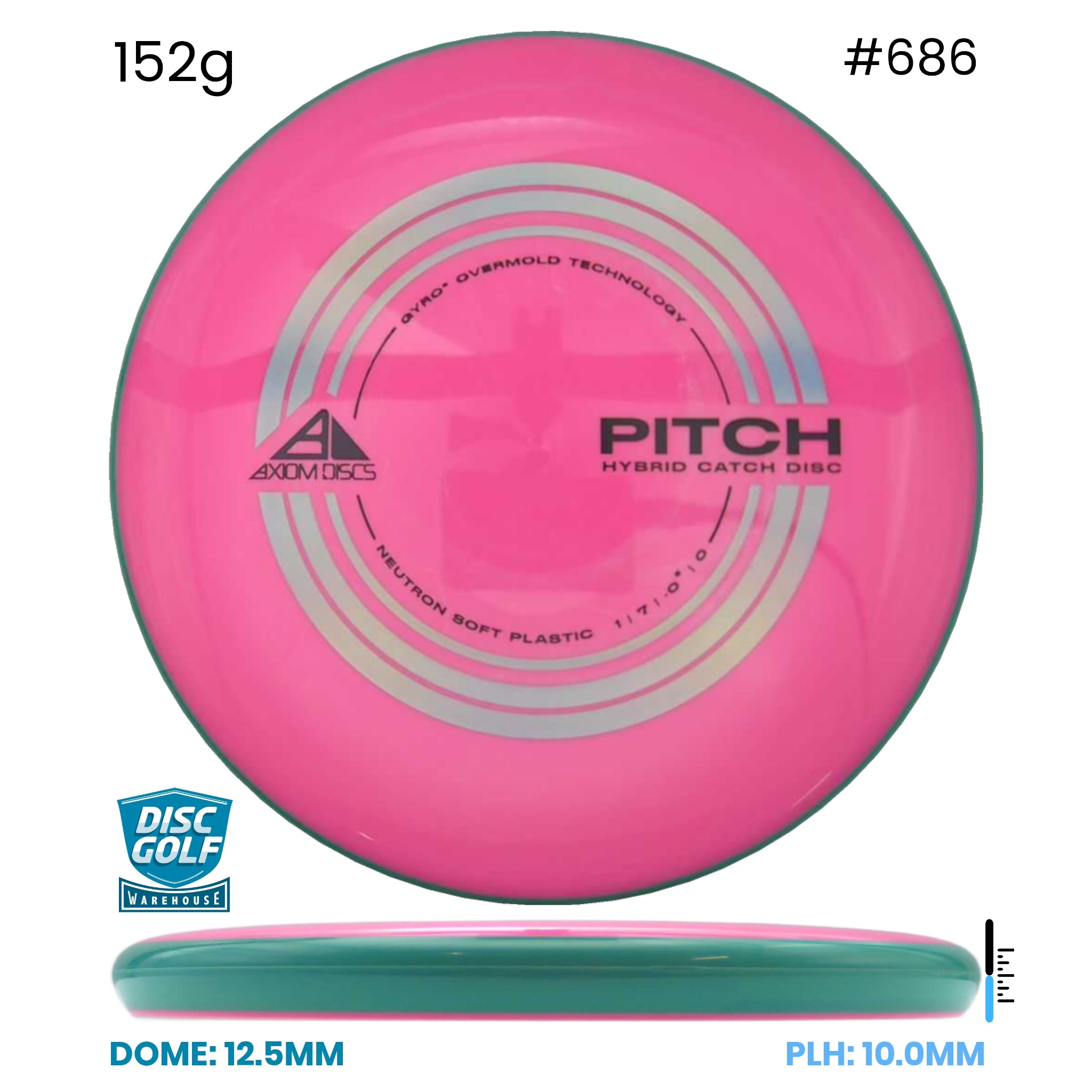 Disc Golf Warehouse Axiom Pitch - Neutron Soft Plastic Pink/Black, Silver 152g