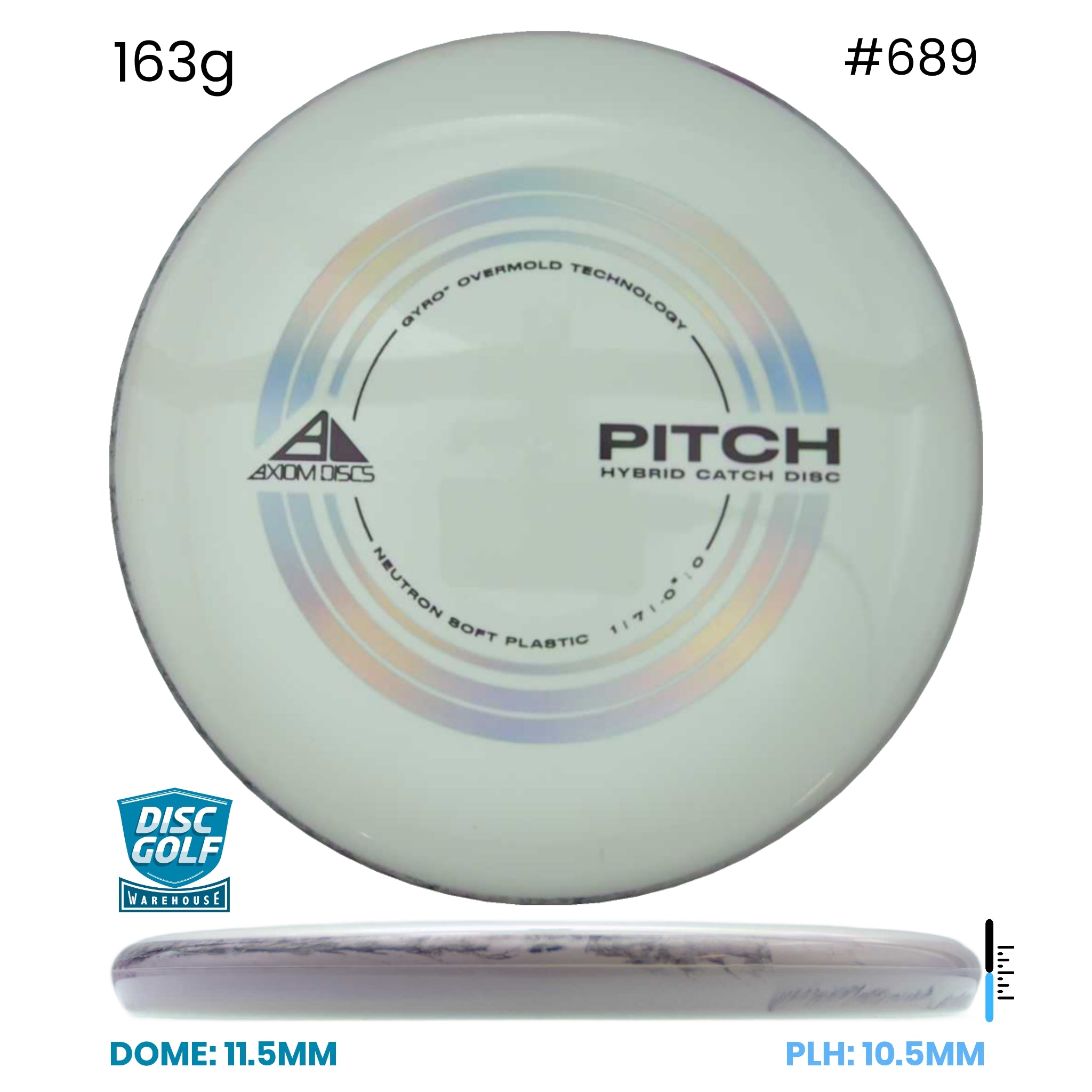 Disc Golf Warehouse Axiom Pitch - Neutron Soft Plastic White/Black, Rainbow Holo 163g