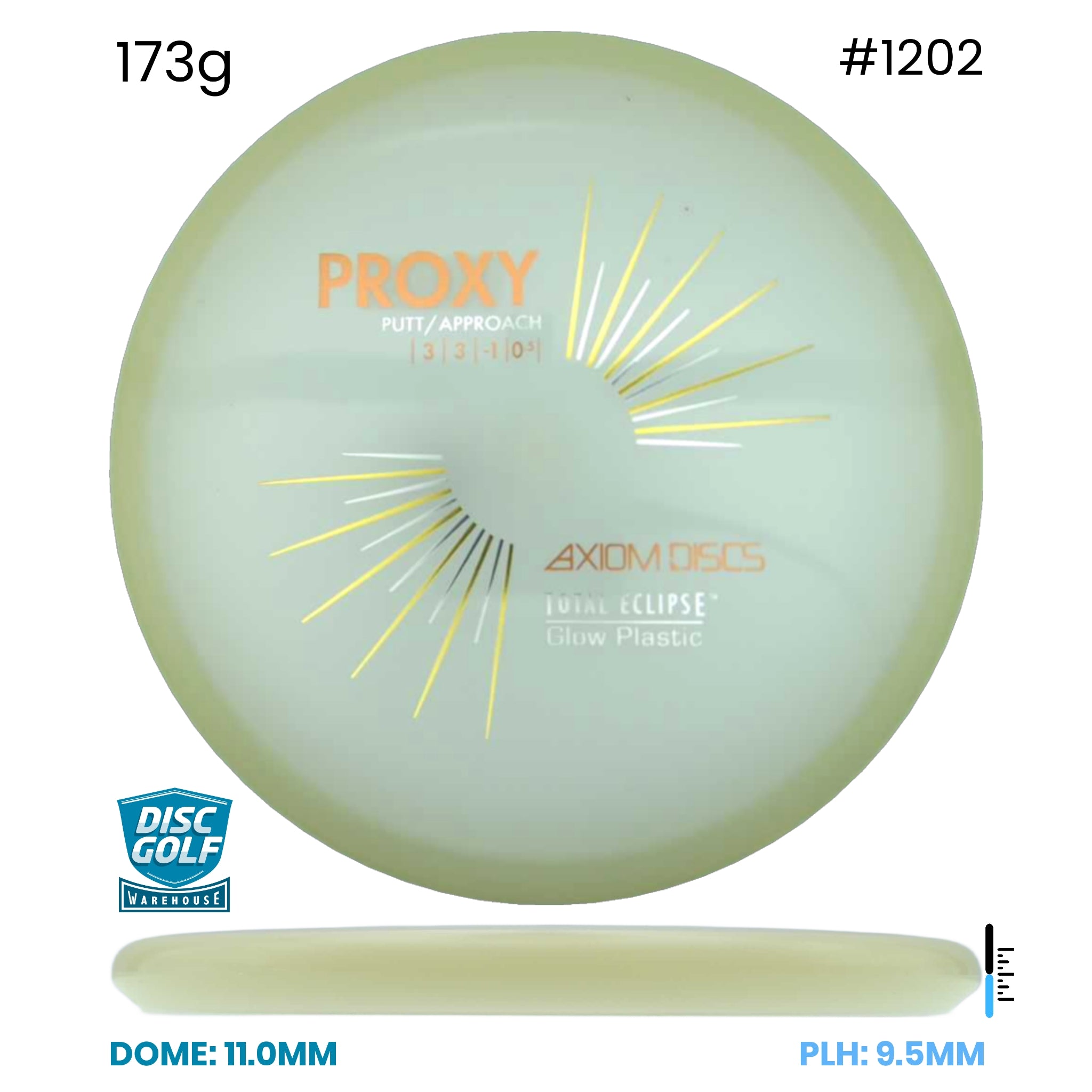 Disc Golf Warehouse Axiom Proxy - Total Eclipse Glow Plastic Purple/Green Glow Rim/Black, Gold 173g