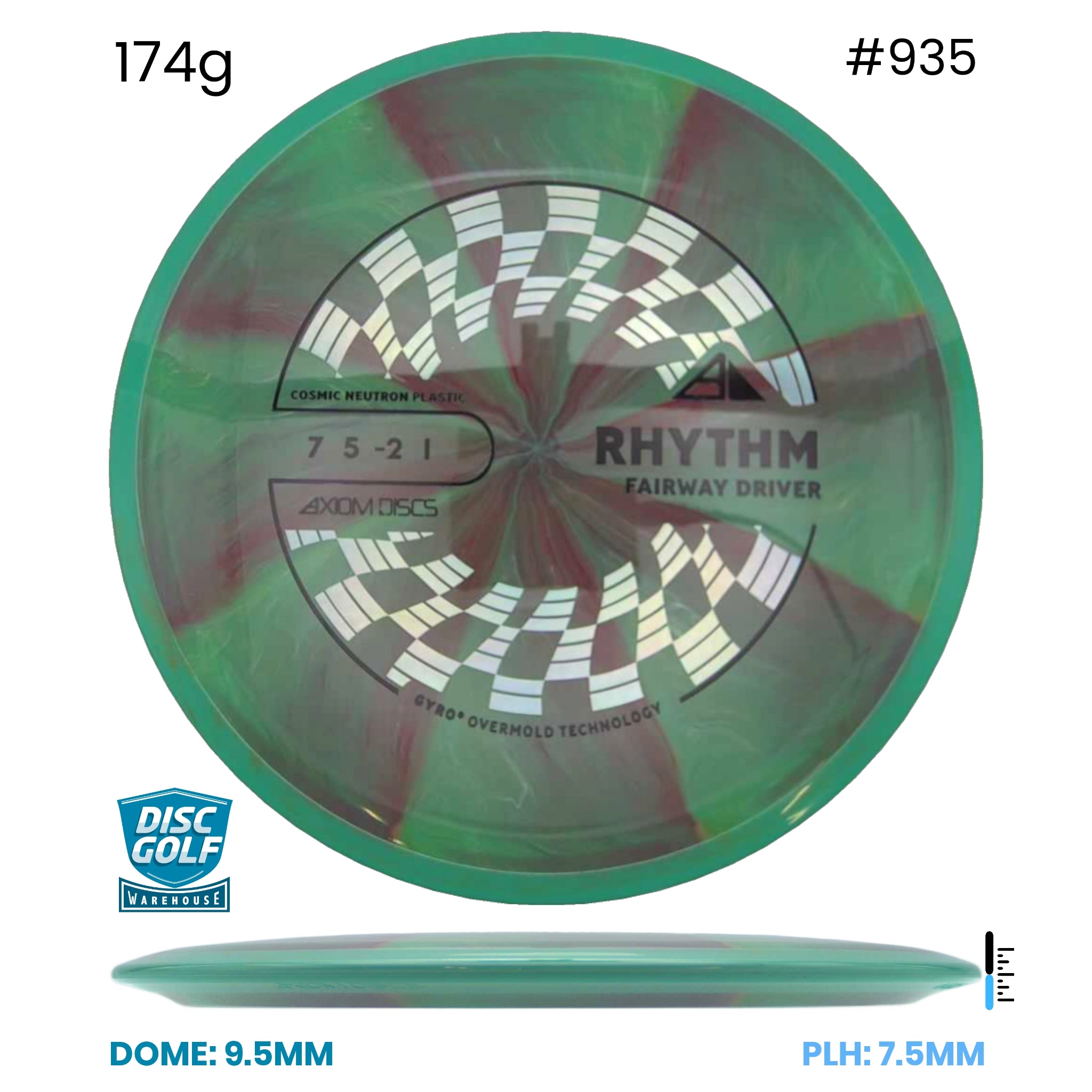 Disc Golf Warehouse Axiom Rhythm - Cosmic Neutron Plastic Green/Silver, Black 174g