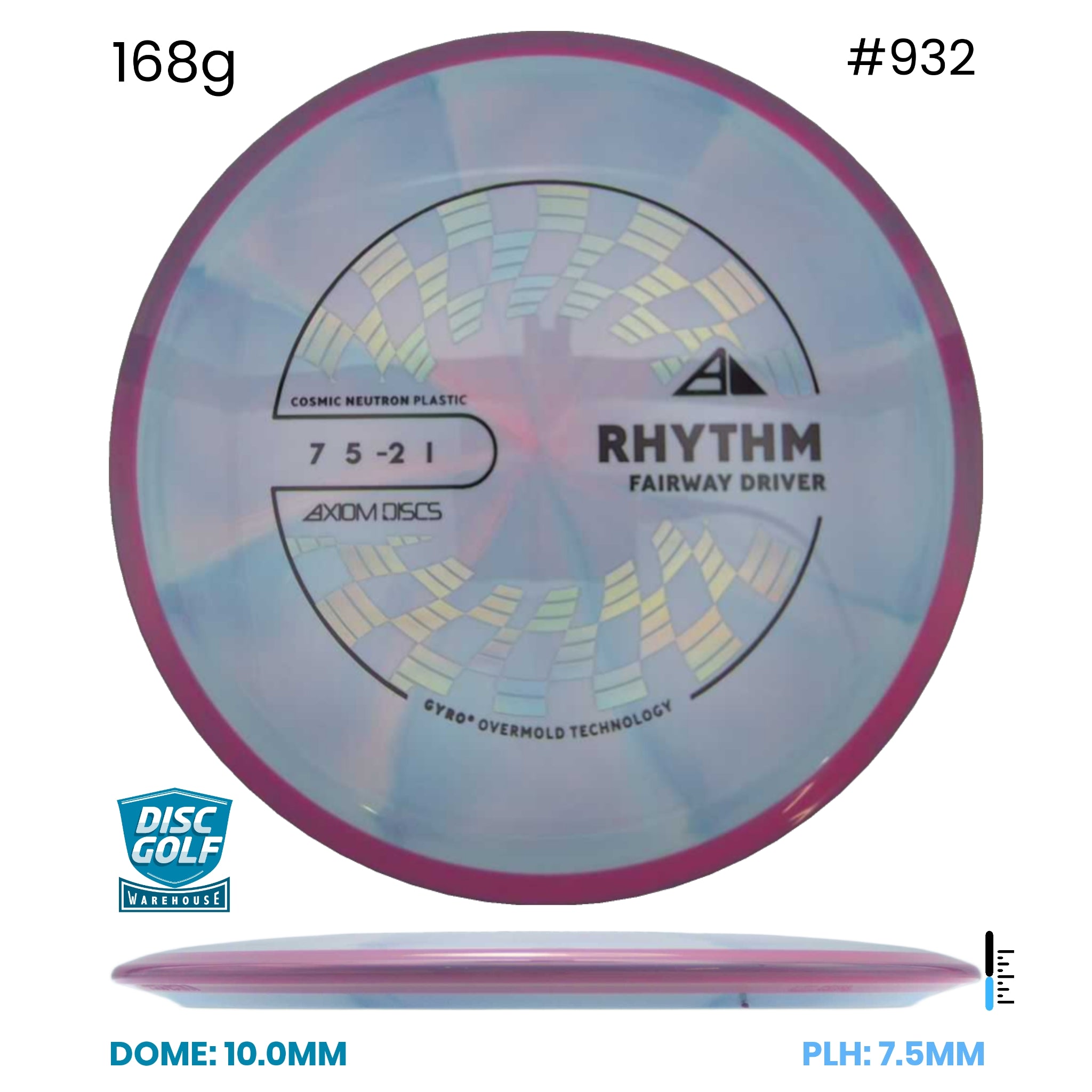 Disc Golf Warehouse Axiom Rhythm - Cosmic Neutron Plastic Pink/Black, Holographic 168g