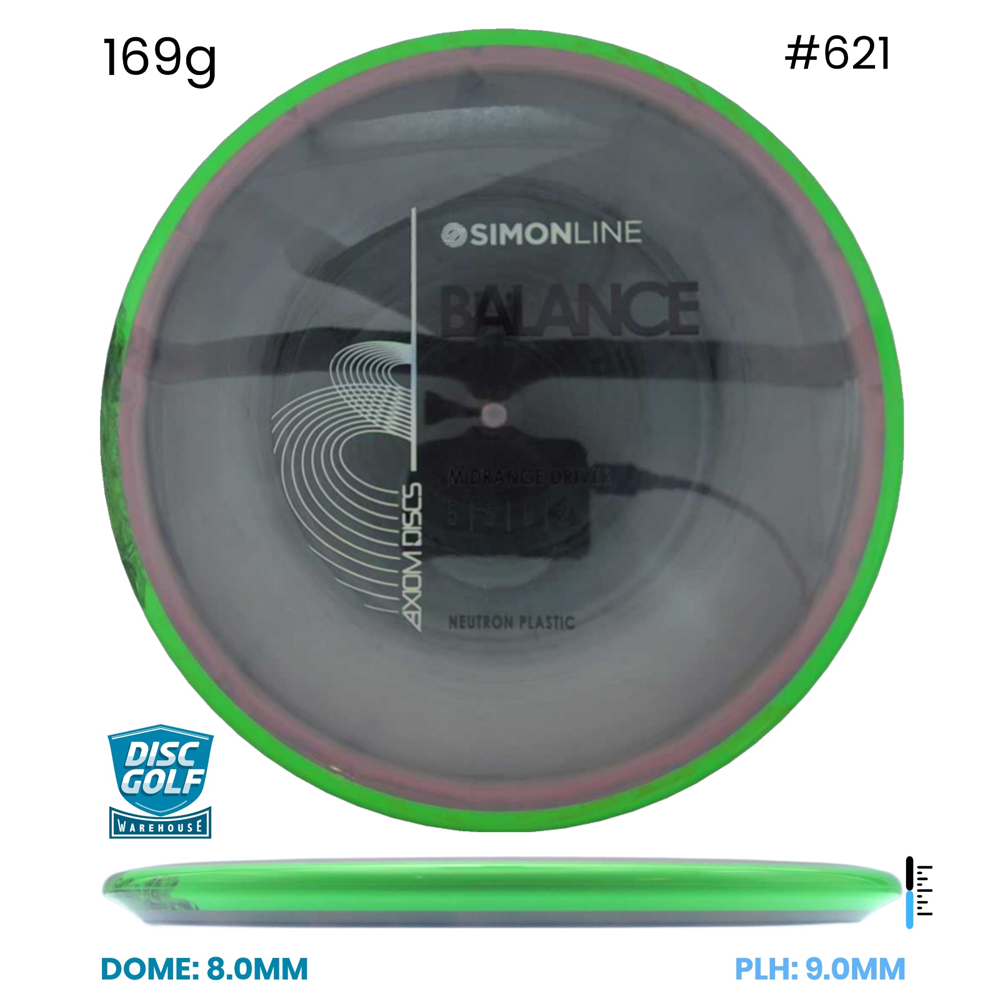 Disc Golf Warehouse Axiom Simon Line Balance - Neutron Plastic Black Swirl/Black 169g