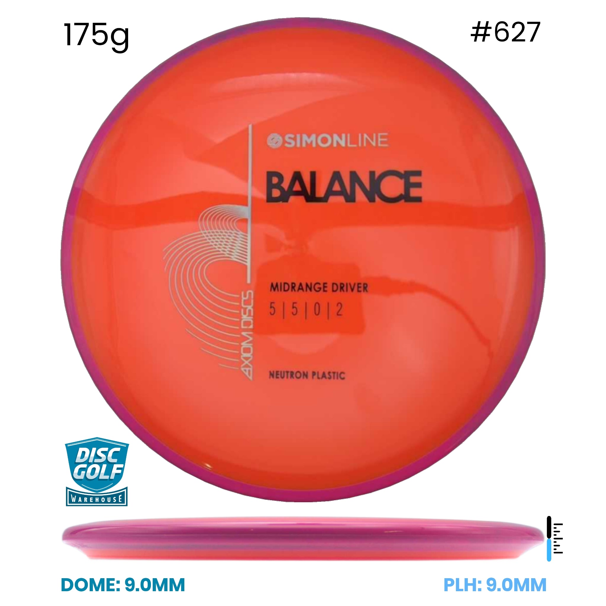 Disc Golf Warehouse Axiom Simon Line Balance - Neutron Plastic Orange/Black, Silver 175g