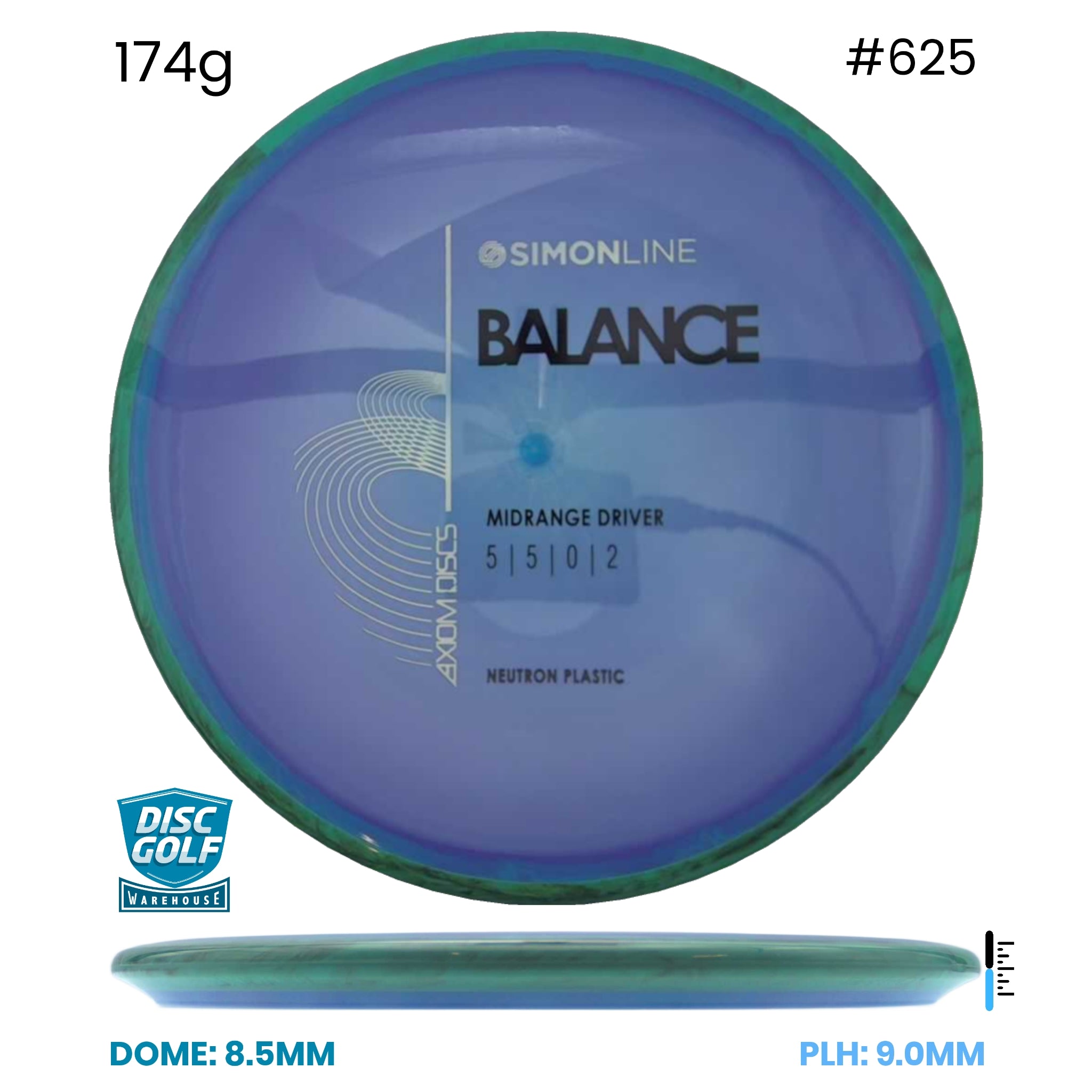 Disc Golf Warehouse Axiom Simon Line Balance - Neutron Plastic Purple/Gold 174g