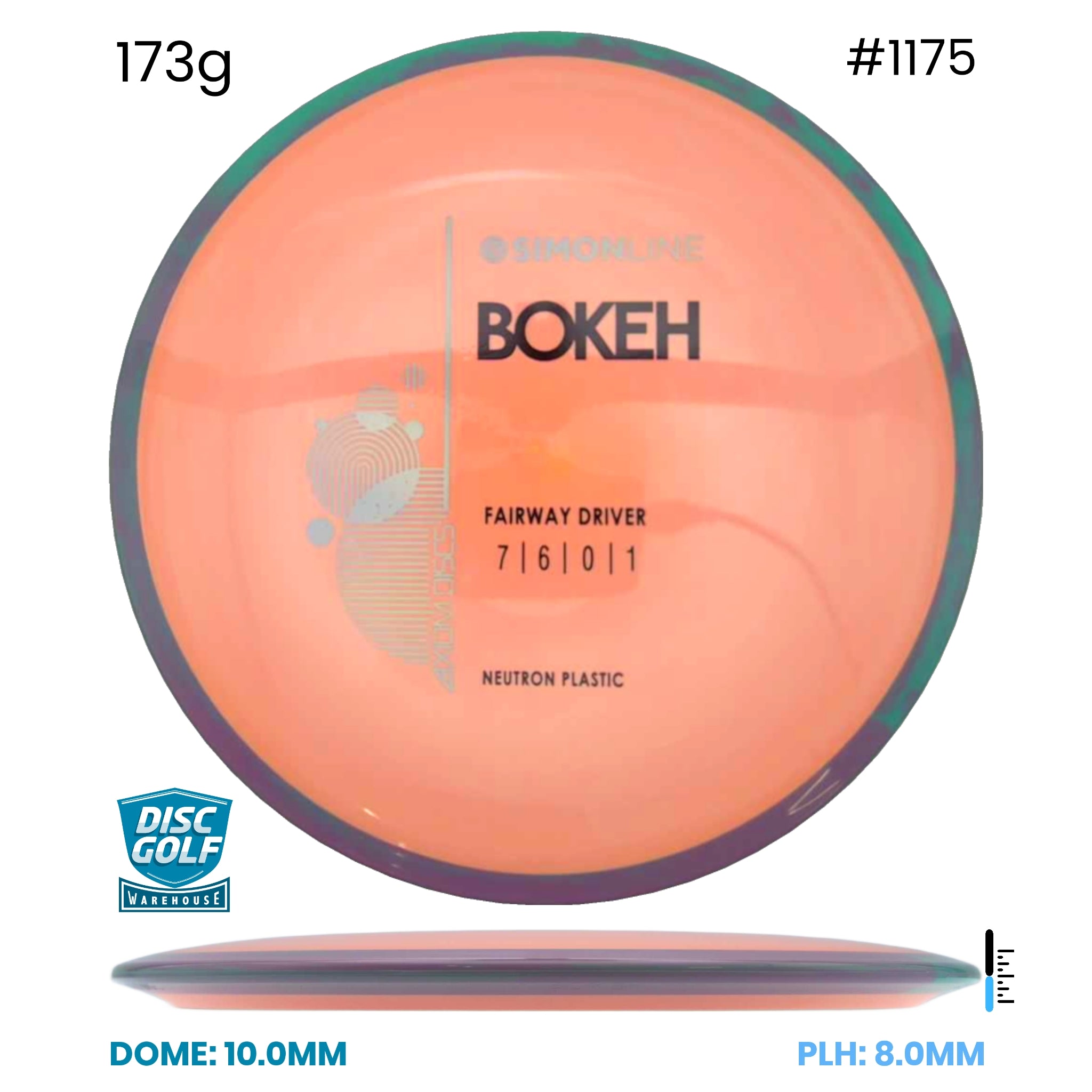 Disc Golf Warehouse Axiom Simon Line Bokeh - Neutron Plastic Orange/Black 173g