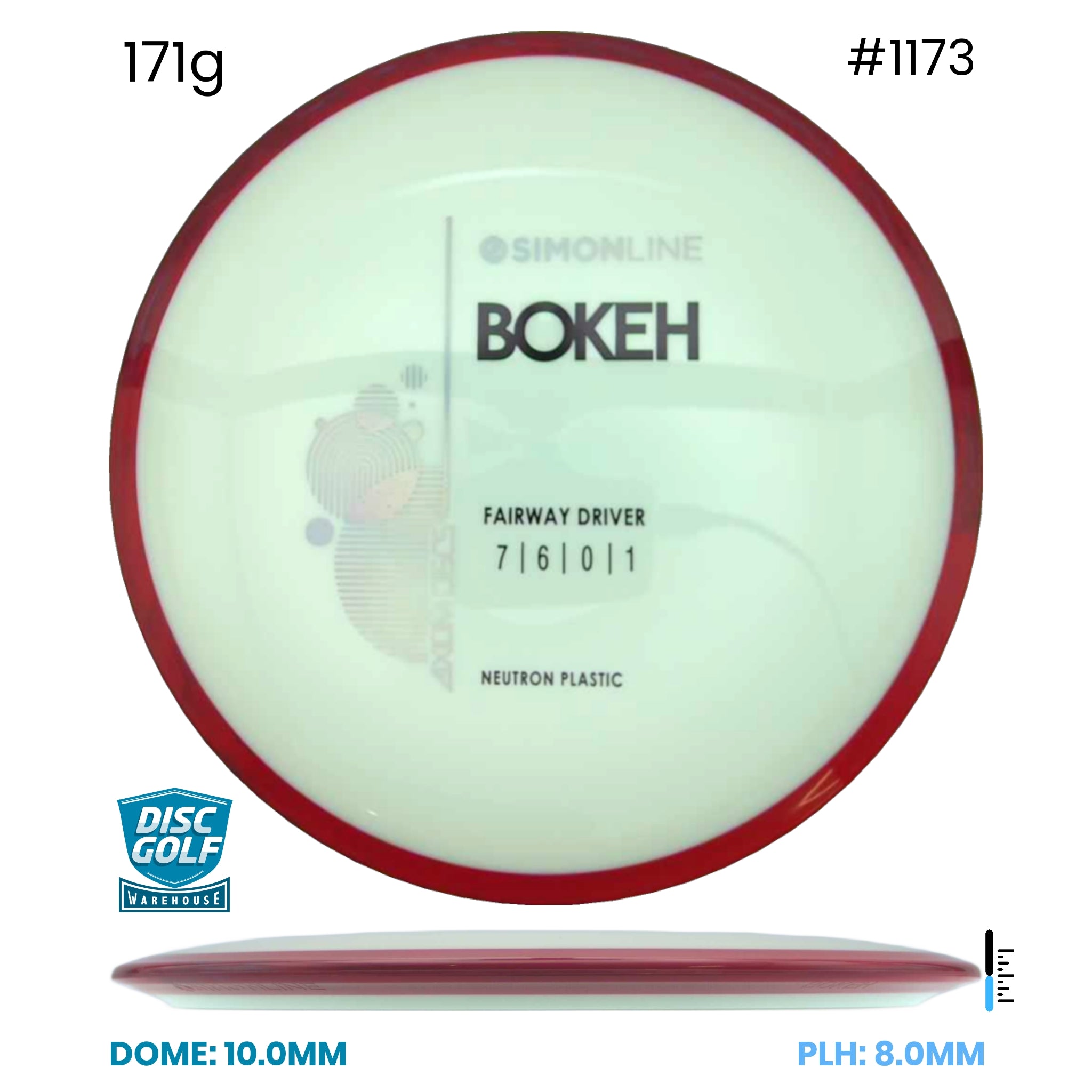 Disc Golf Warehouse Axiom Simon Line Bokeh - Neutron Plastic White/Black, Red Metallic 171g