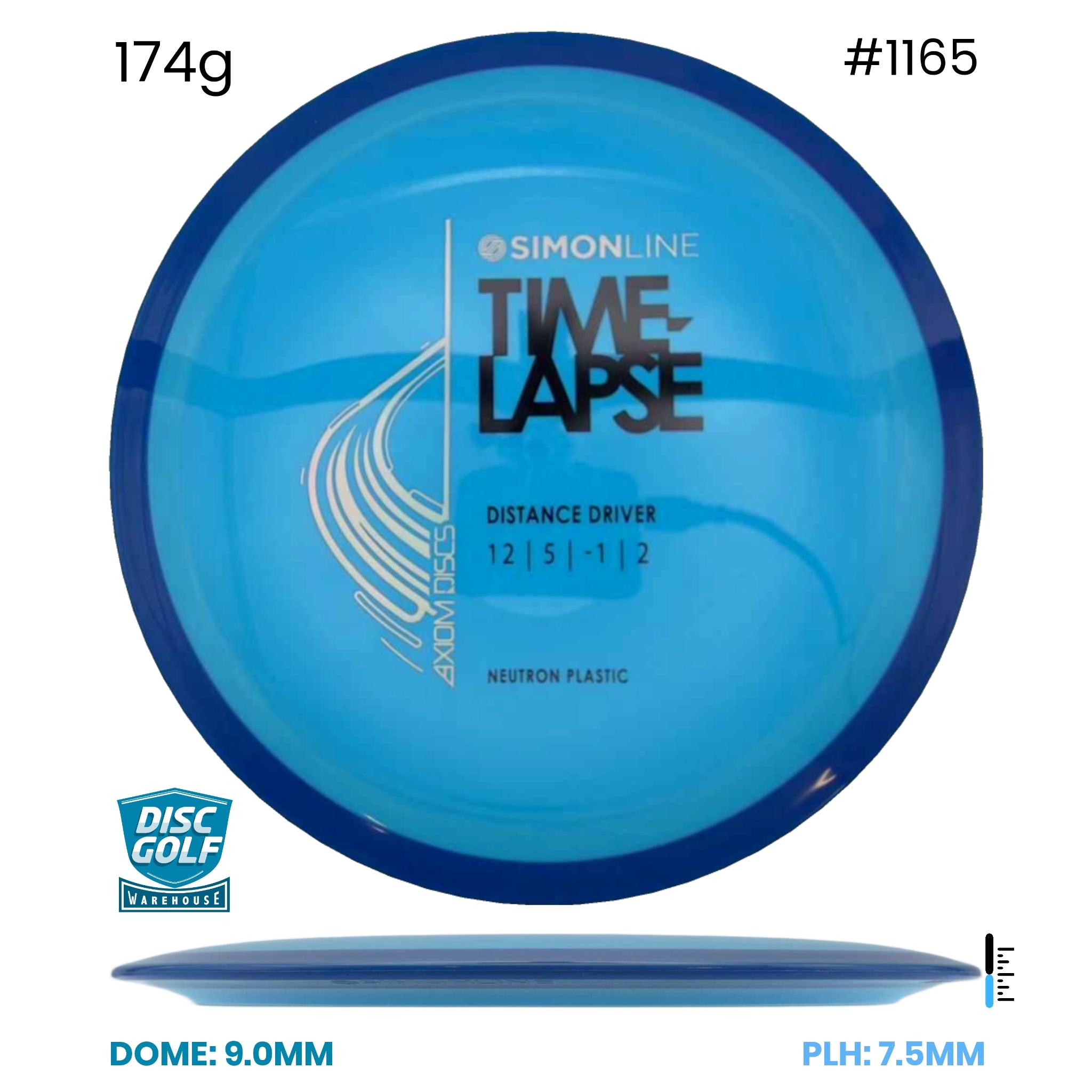 Disc Golf Warehouse Axiom Time-Lapse (retooled) - Neutron Plastic - Simon Line Special Edition Blue/Black, Silver 174g