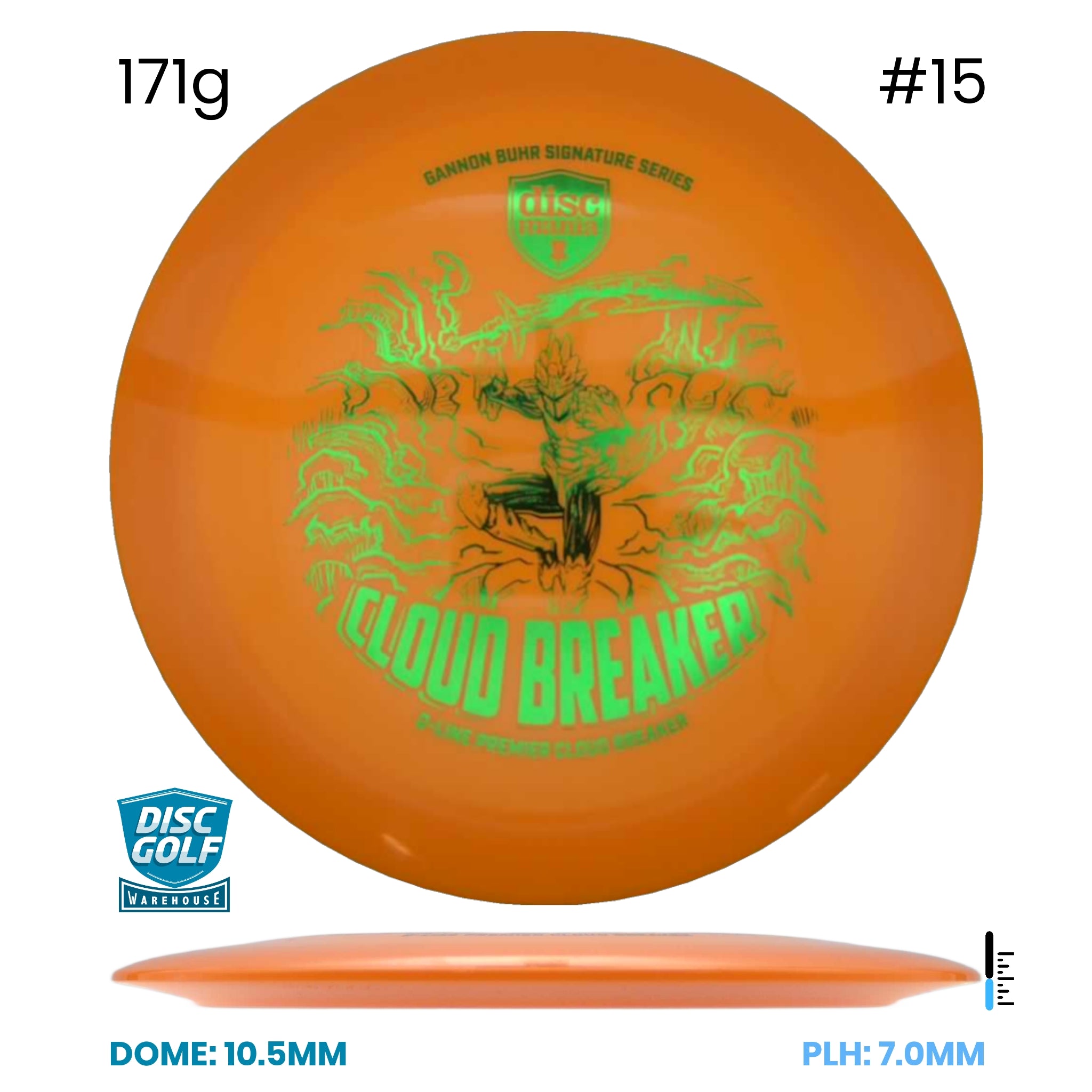 Disc Golf Warehouse Discmania Cloud Breaker - Q-Line Plastic - Gannon Buhr Signature Series Orange/Green Metallic 171g