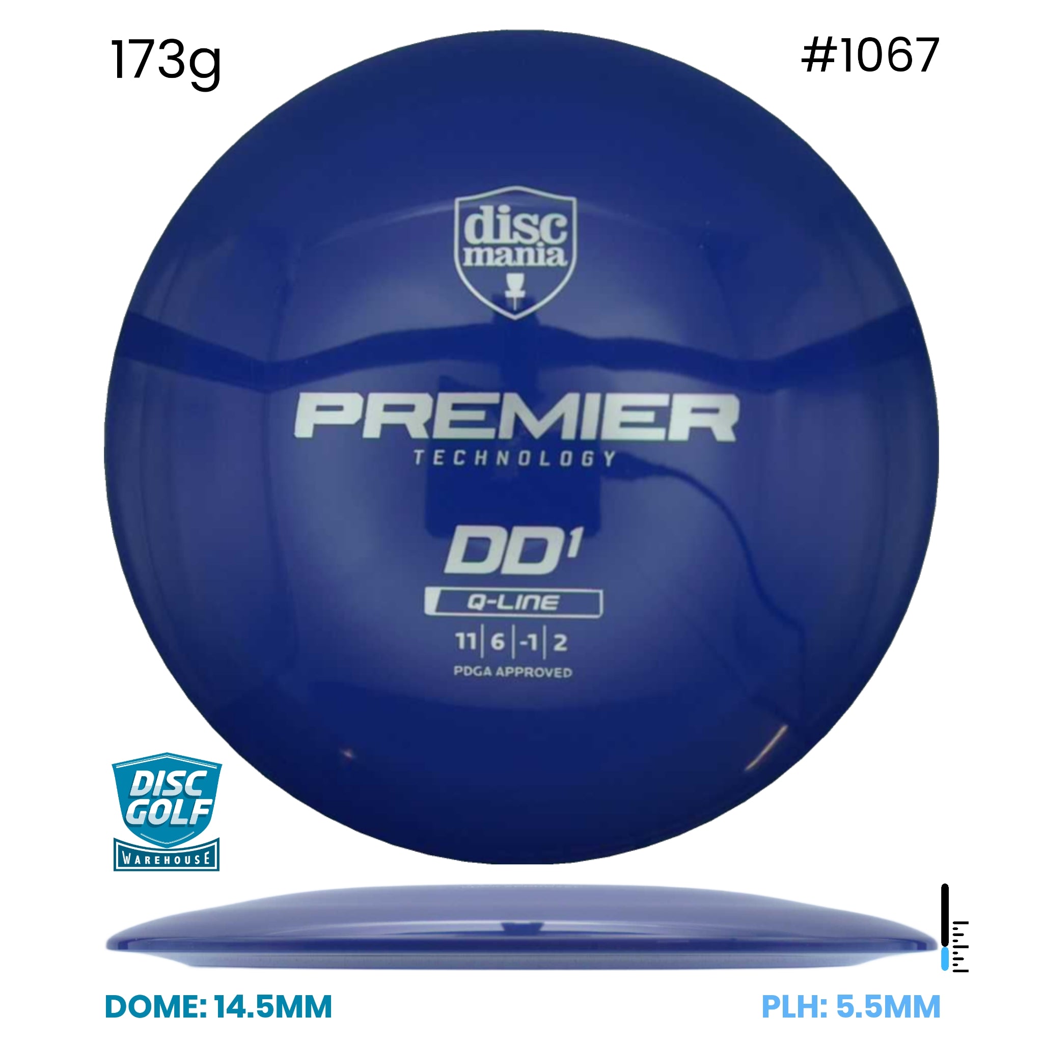 Disc Golf Warehouse Discmania DD1 - Premier Q-Line Plastic Blue/Silver 173g