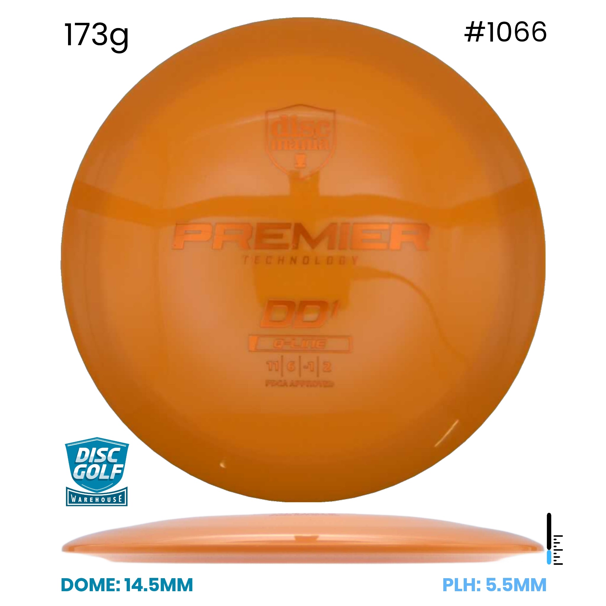 Disc Golf Warehouse Discmania DD1 - Premier Q-Line Plastic Orange/Ghost 173g