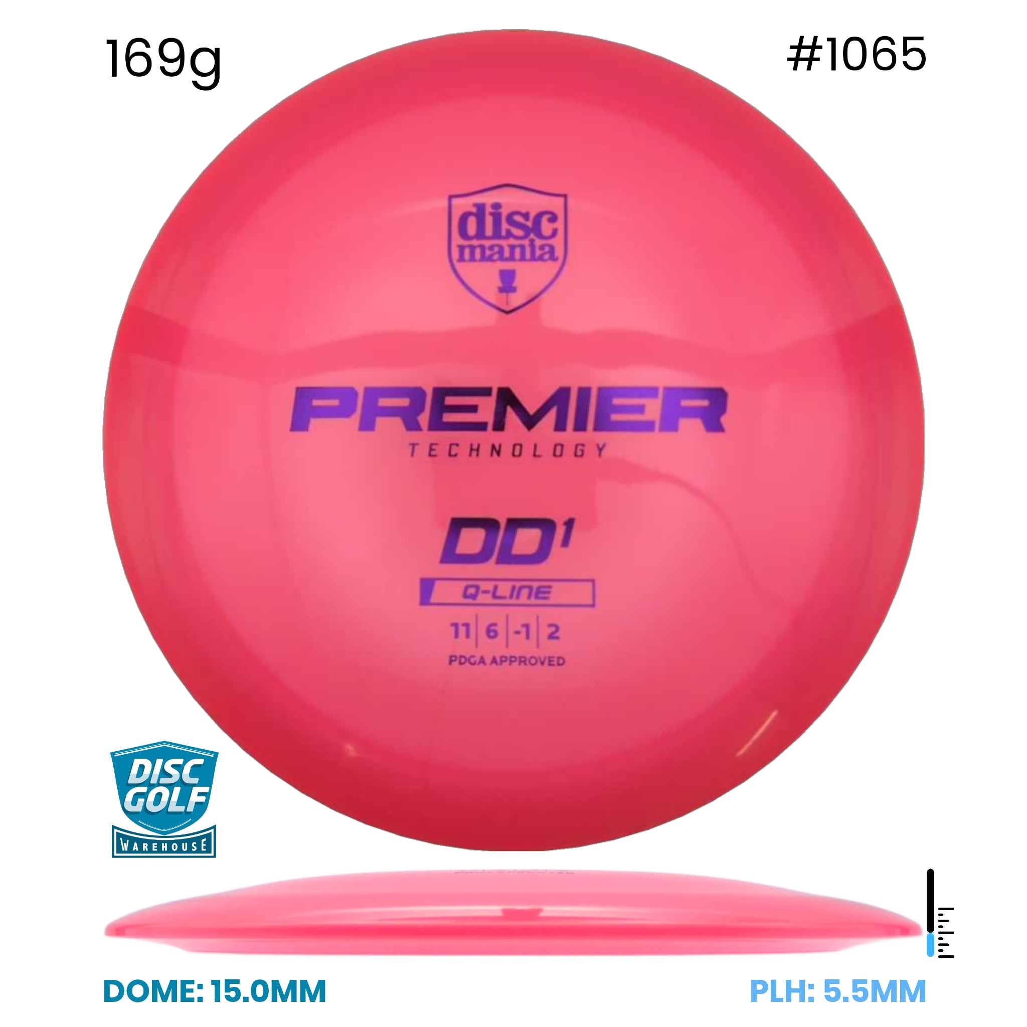 Disc Golf Warehouse Discmania DD1 - Premier Q-Line Plastic Pink/Purple Metallic 169g