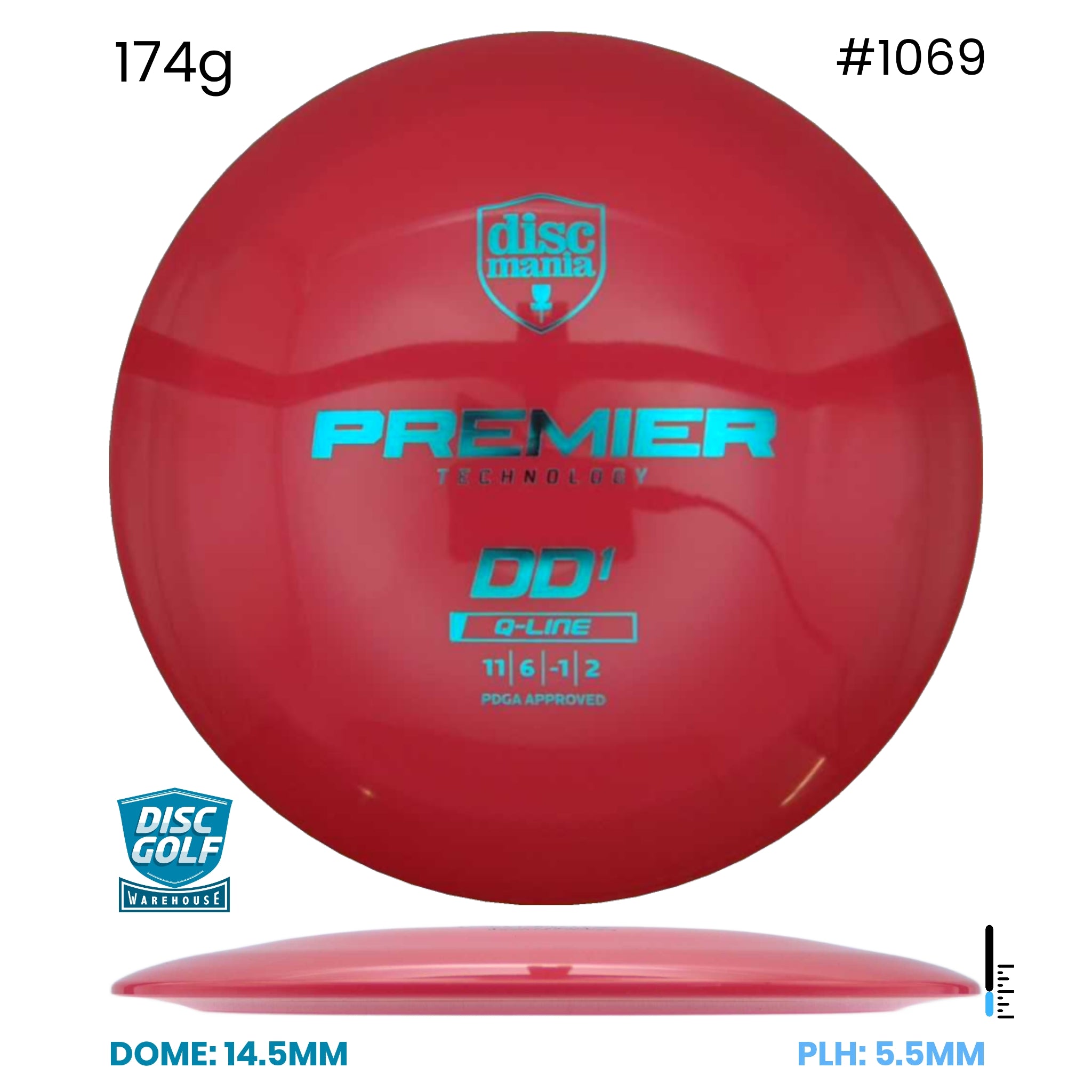 Disc Golf Warehouse Discmania DD1 - Premier Q-Line Plastic Red/Blue Metallic 174g