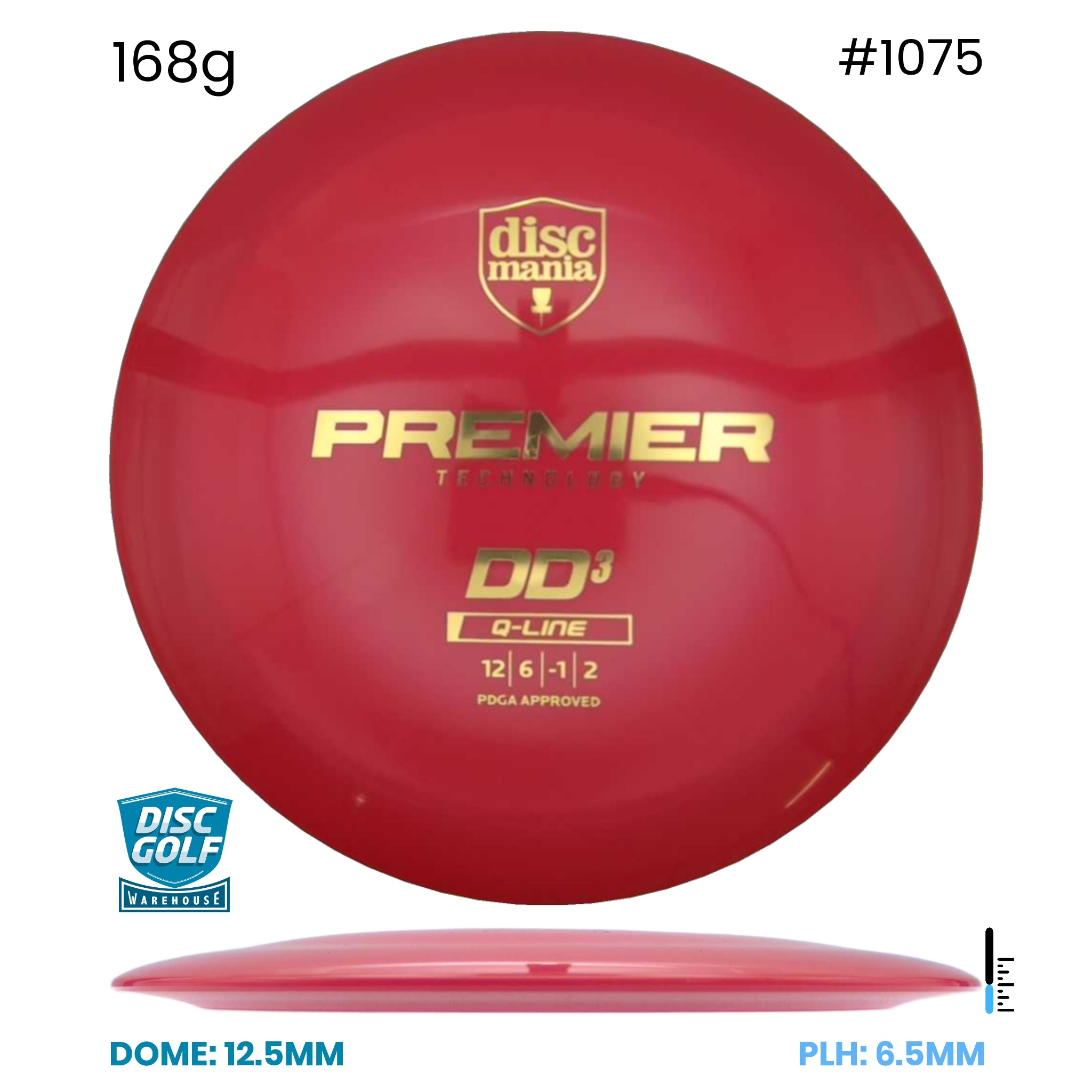 Disc Golf Warehouse Discmania DD3 - Premier Q-Line Plastic Red/Gold 168g