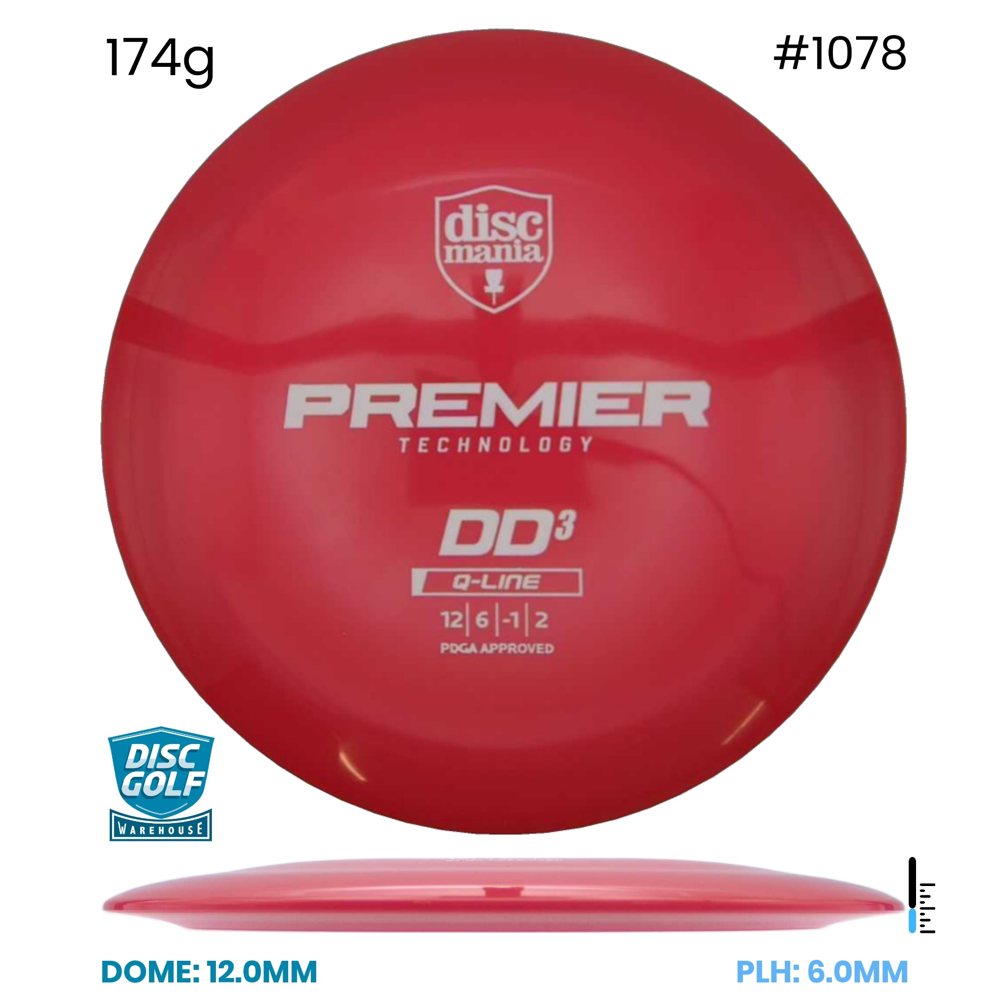 Disc Golf Warehouse Discmania DD3 - Premier Q-Line Plastic Red/White 174g
