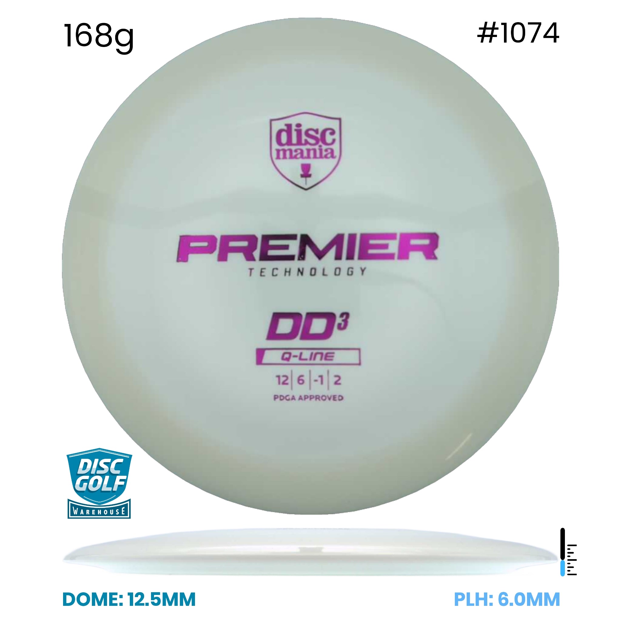Disc Golf Warehouse Discmania DD3 - Premier Q-Line Plastic White/Purple Metallic 168g