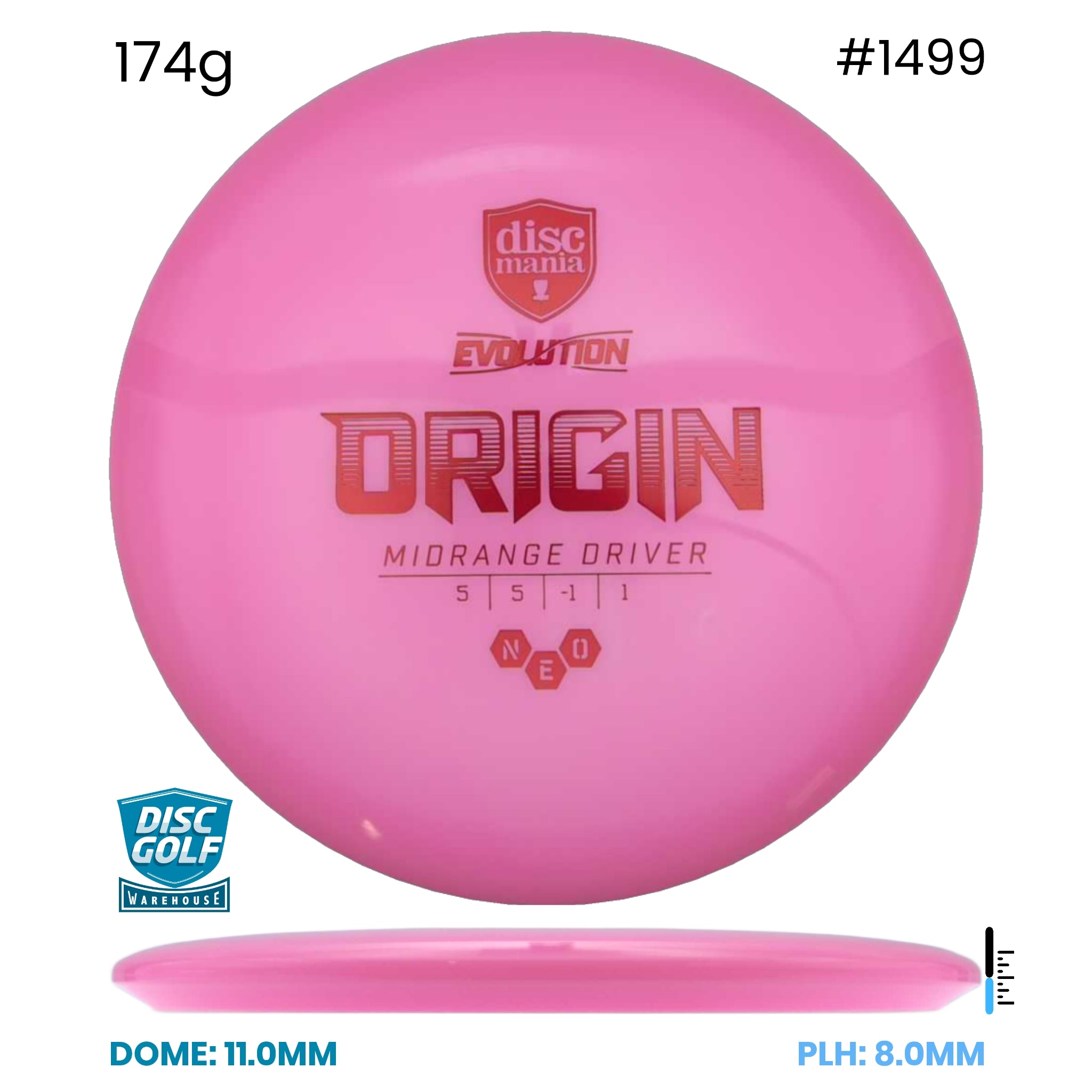 Disc Golf Warehouse Discmania Evolution Origin - Neo Plastic Pink/Red Metallic 174g