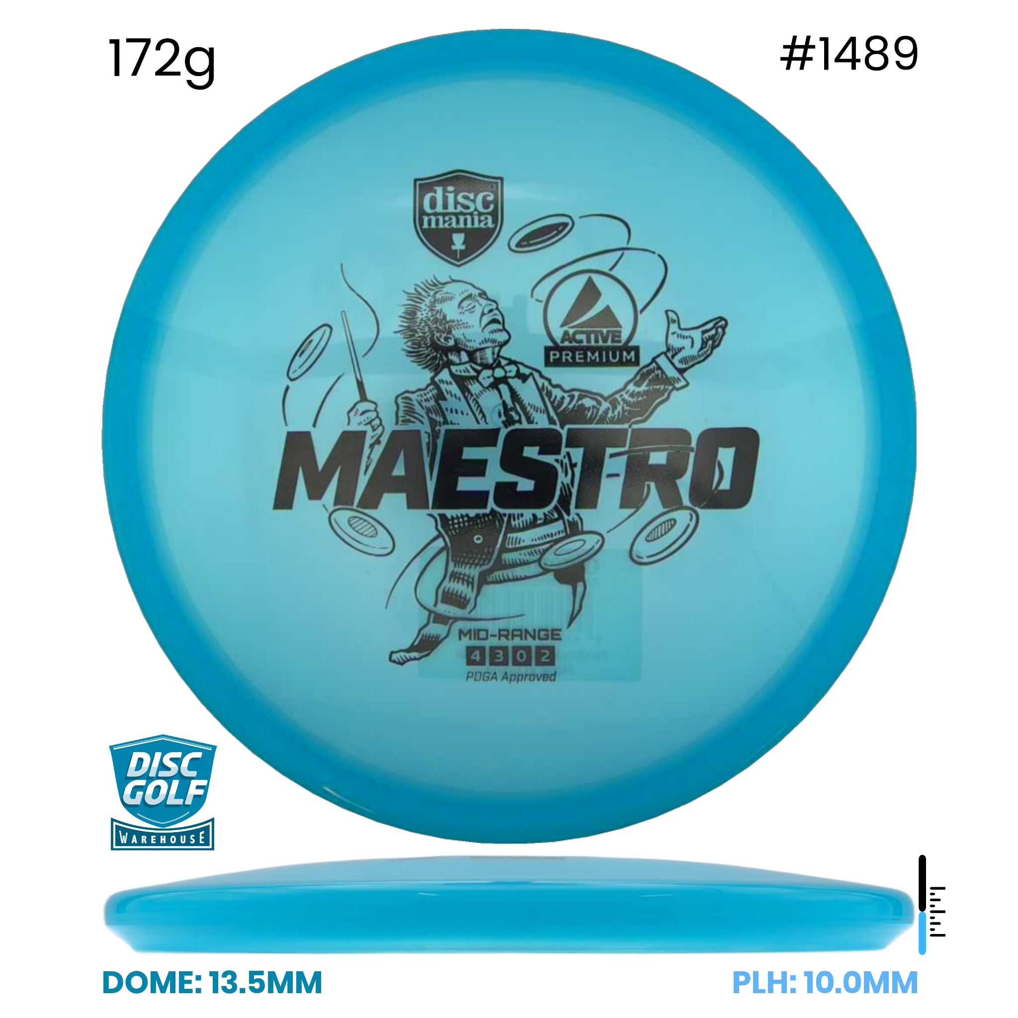 Disc Golf Warehouse Discmania Maestro - Active Premium Plastic Blue/Black 172g