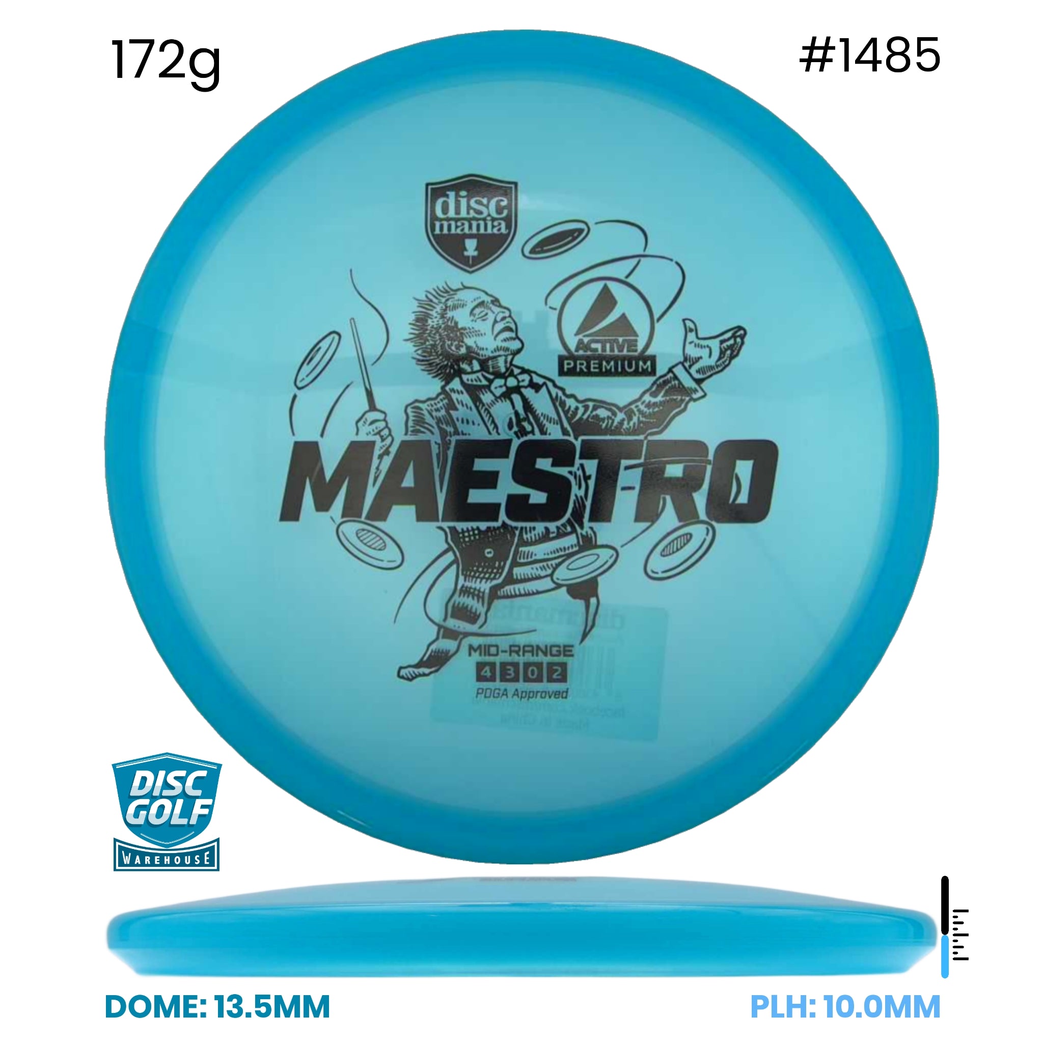 Disc Golf Warehouse Discmania Maestro - Active Premium Plastic Blue/Black 172g