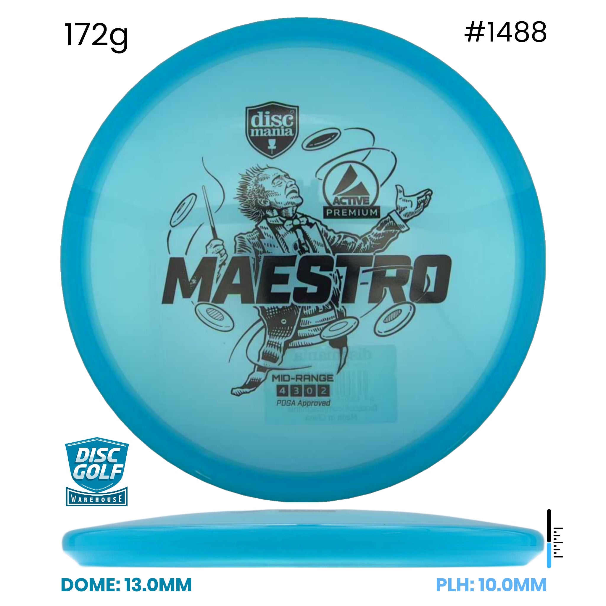 Disc Golf Warehouse Discmania Maestro - Active Premium Plastic Blue/Black 172g