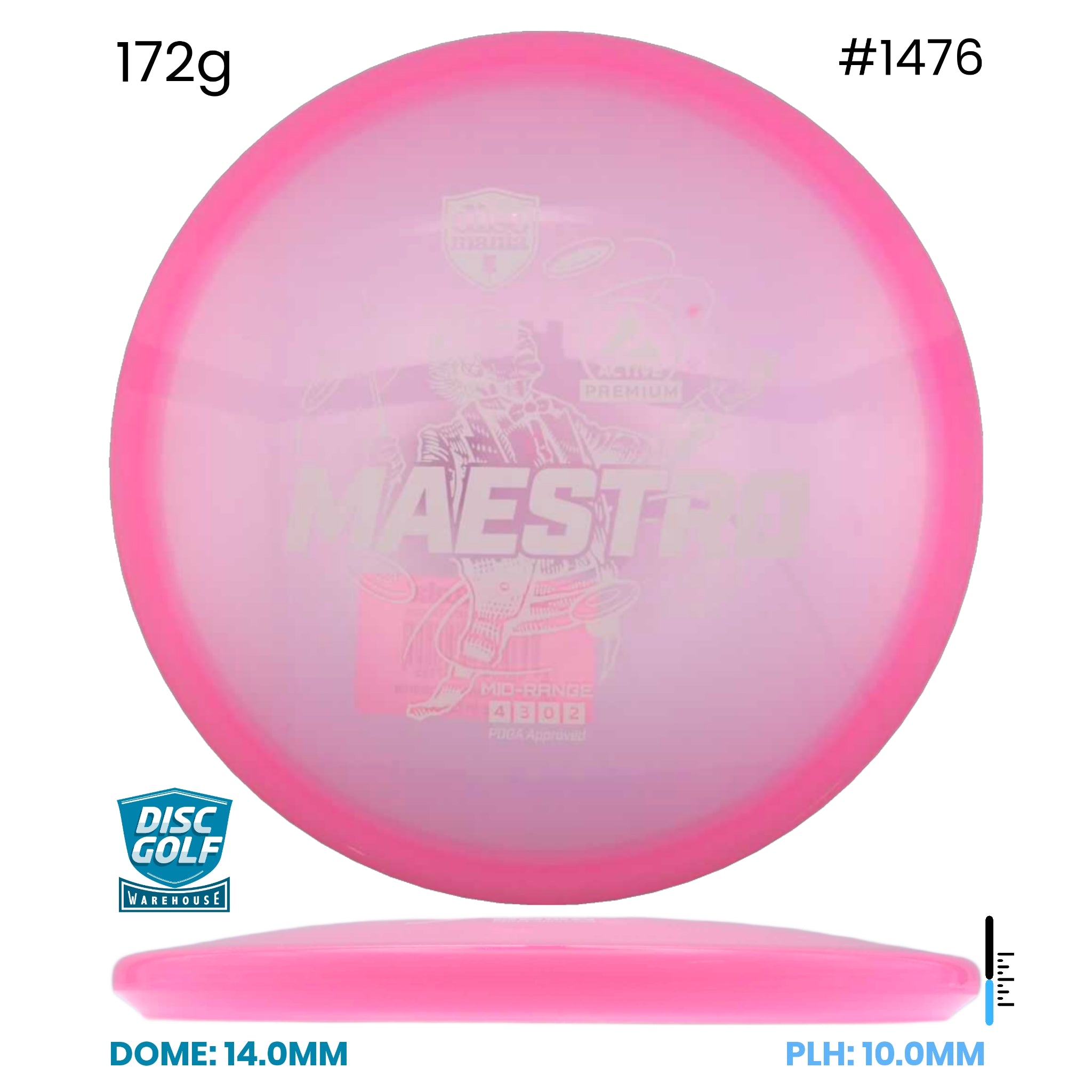 Disc Golf Warehouse Discmania Maestro - Active Premium Plastic Pink/White 172g