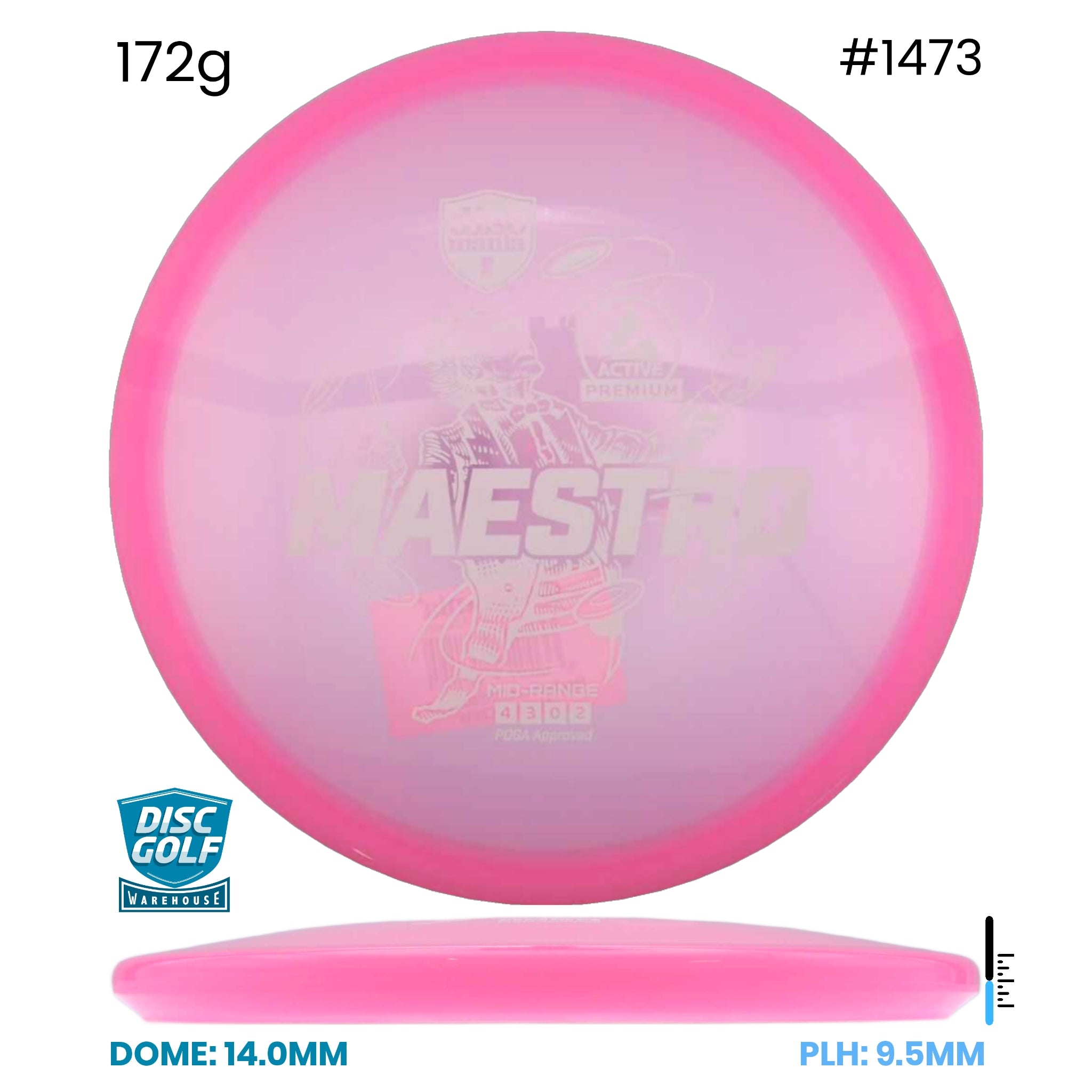 Disc Golf Warehouse Discmania Maestro - Active Premium Plastic Pink/White 172g