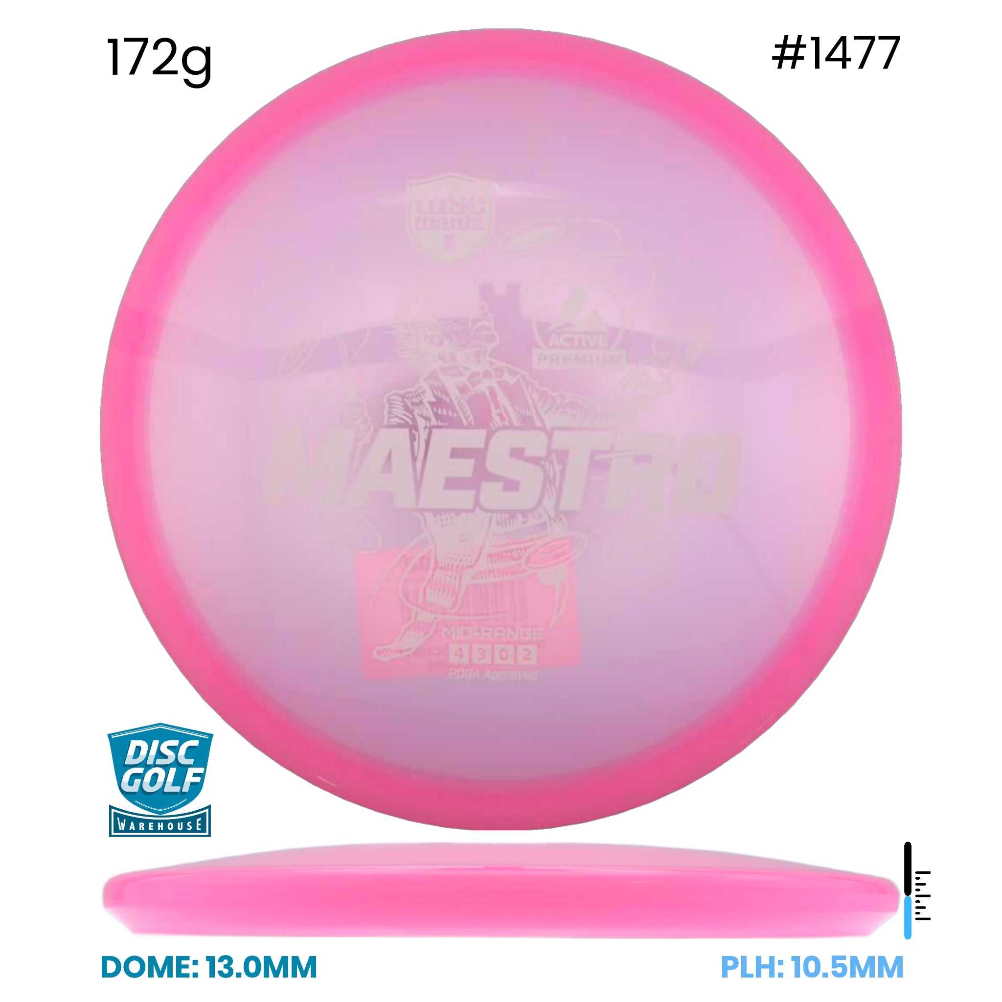 Disc Golf Warehouse Discmania Maestro - Active Premium Plastic Pink/White 172g