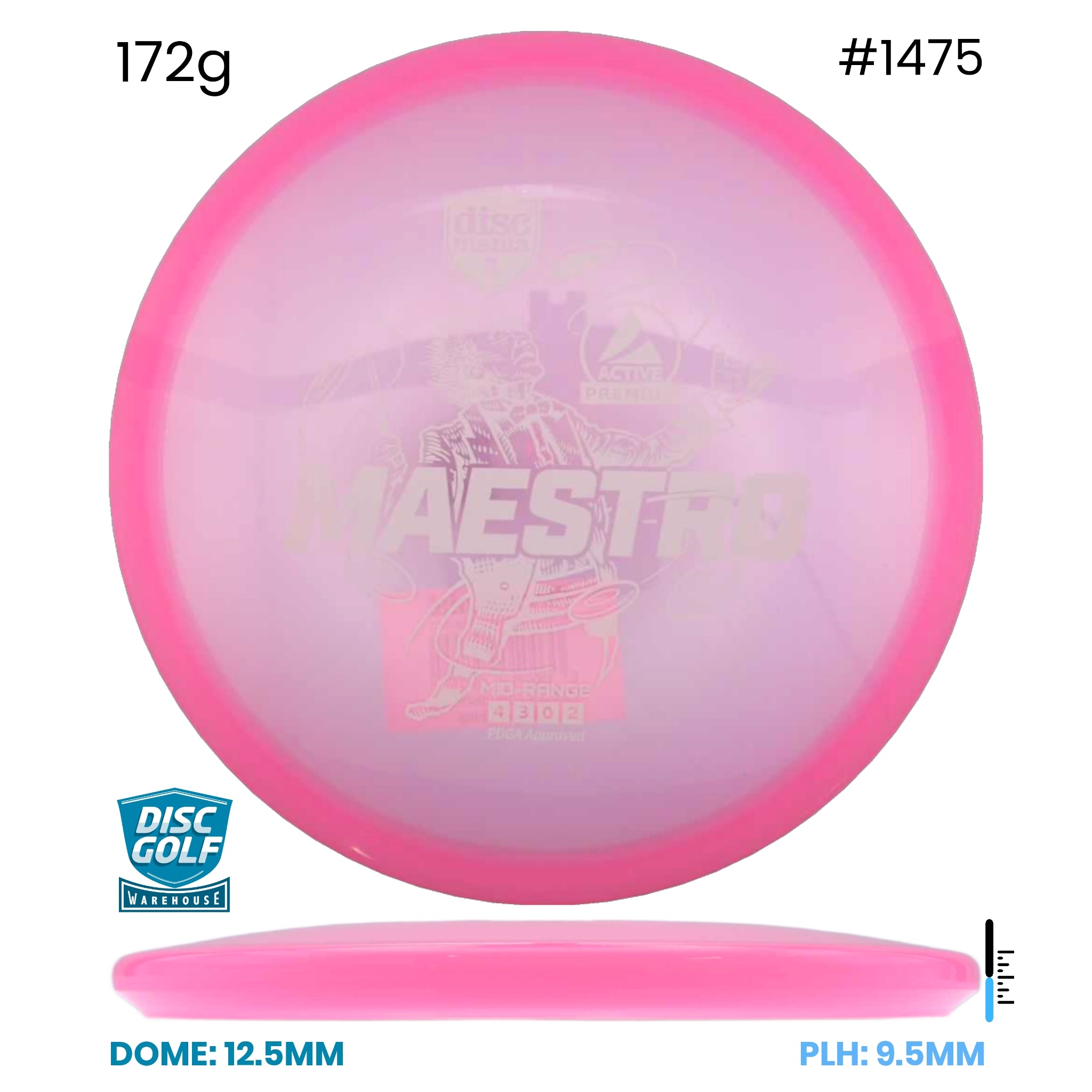 Disc Golf Warehouse Discmania Maestro - Active Premium Plastic Pink/White 172g