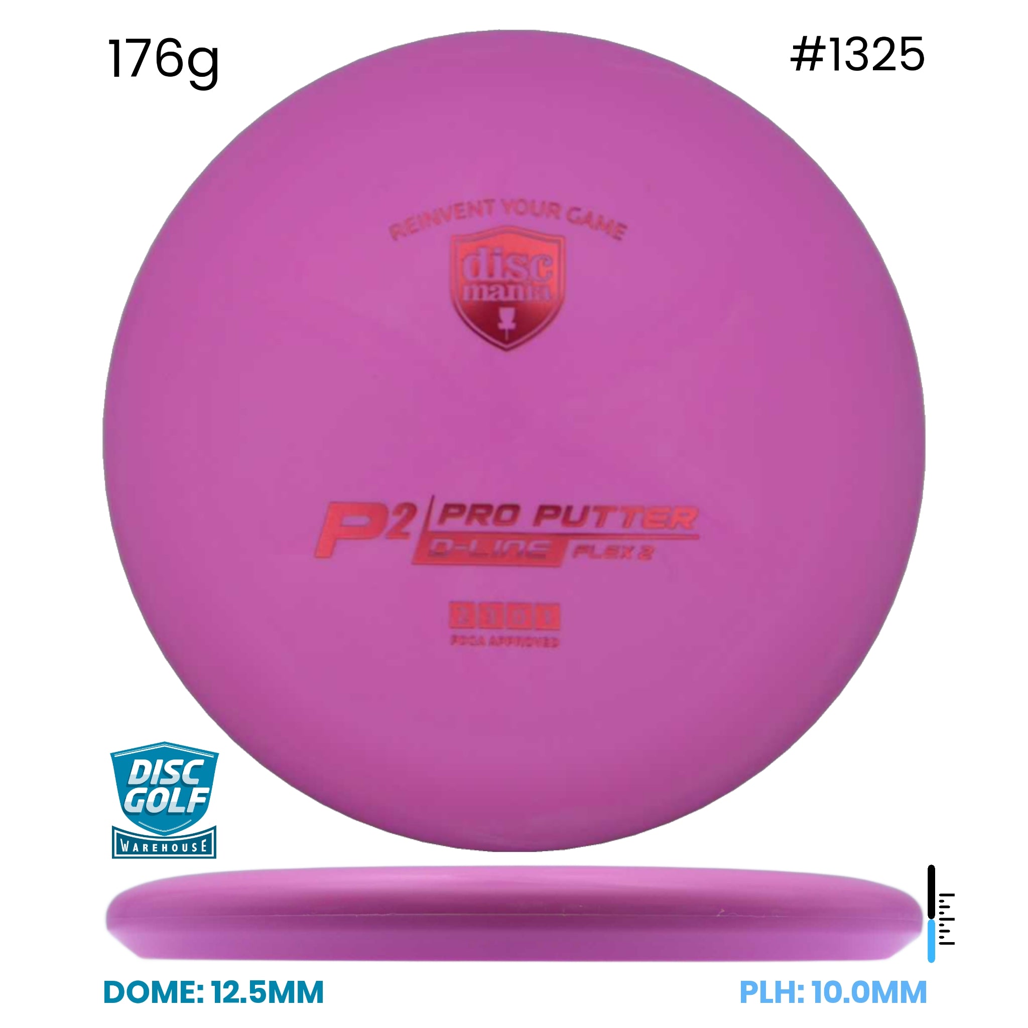 Disc Golf Warehouse Discmania P2 - D-Line Flex 2 Plastic Pink/Gold 176g