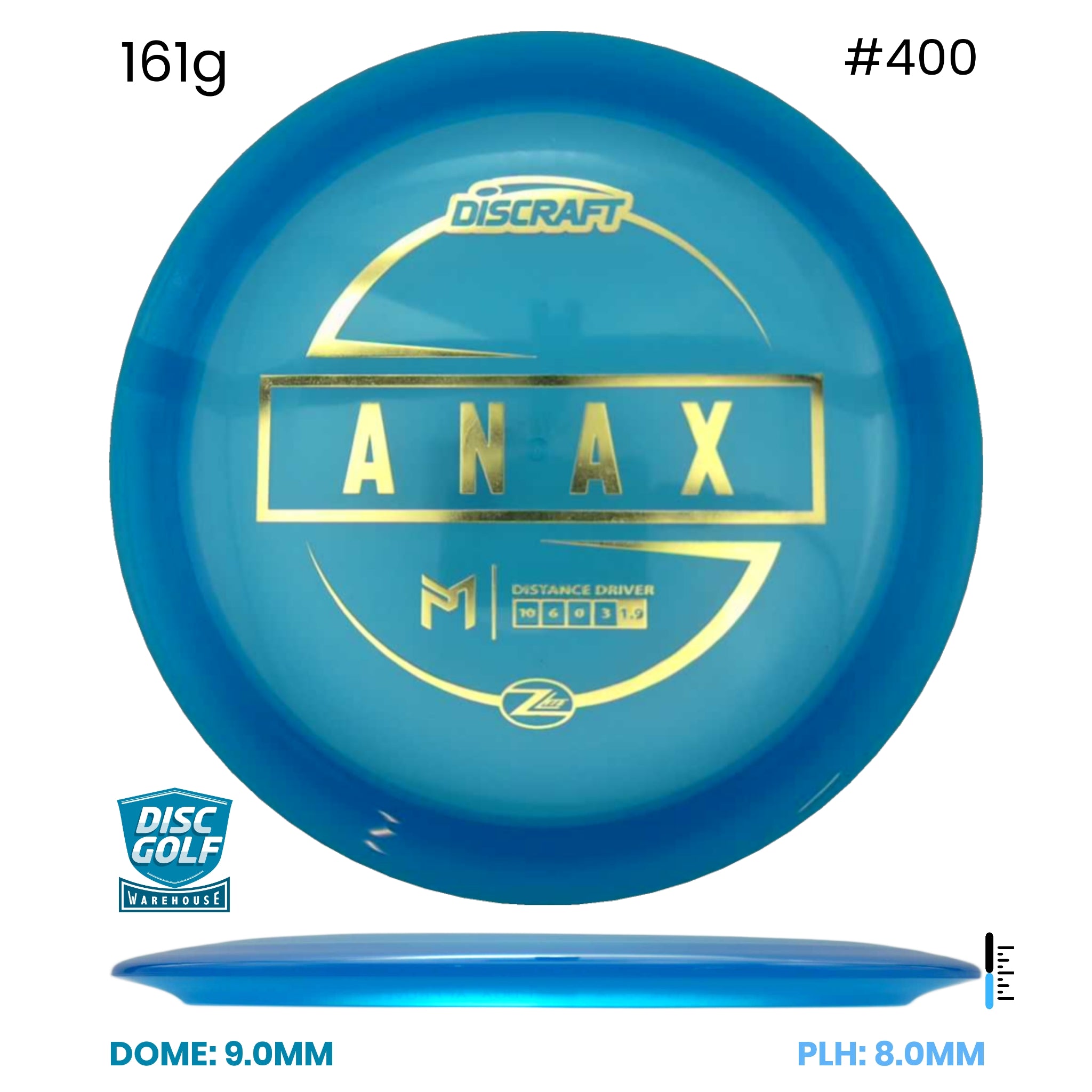 Disc Golf Warehouse Discraft Anax - Paul McBeth Z Lite Plastic Blue/Gold 161g