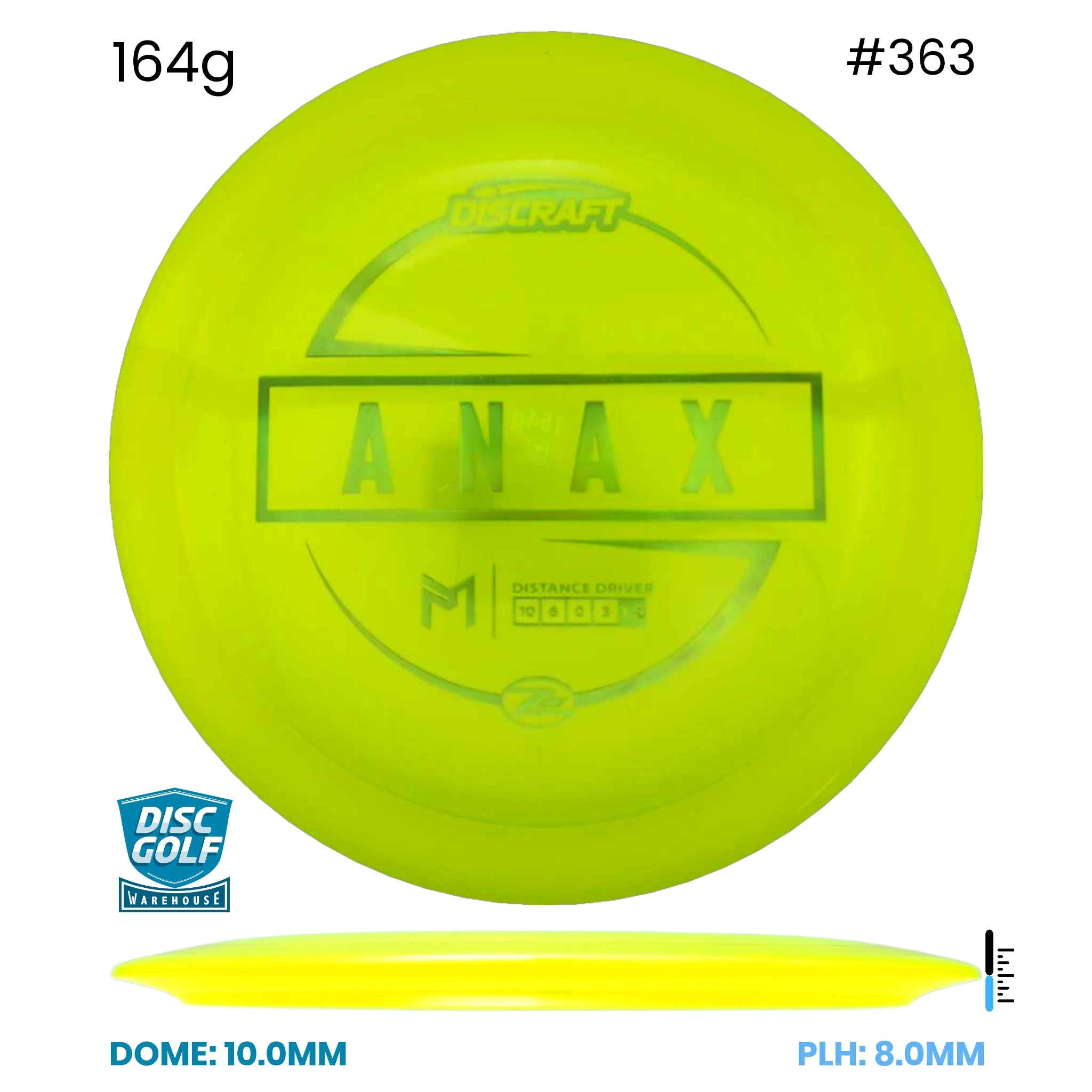 Disc Golf Warehouse Discraft Anax - Paul McBeth Z Lite Plastic Yellow/Green Metallic 164g