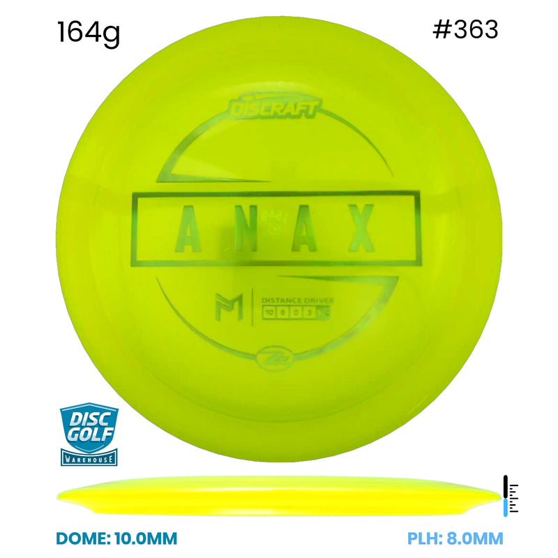 Disc Golf Warehouse Discraft Anax - Paul McBeth Z Lite Plastic Yellow/Green Metallic 164g