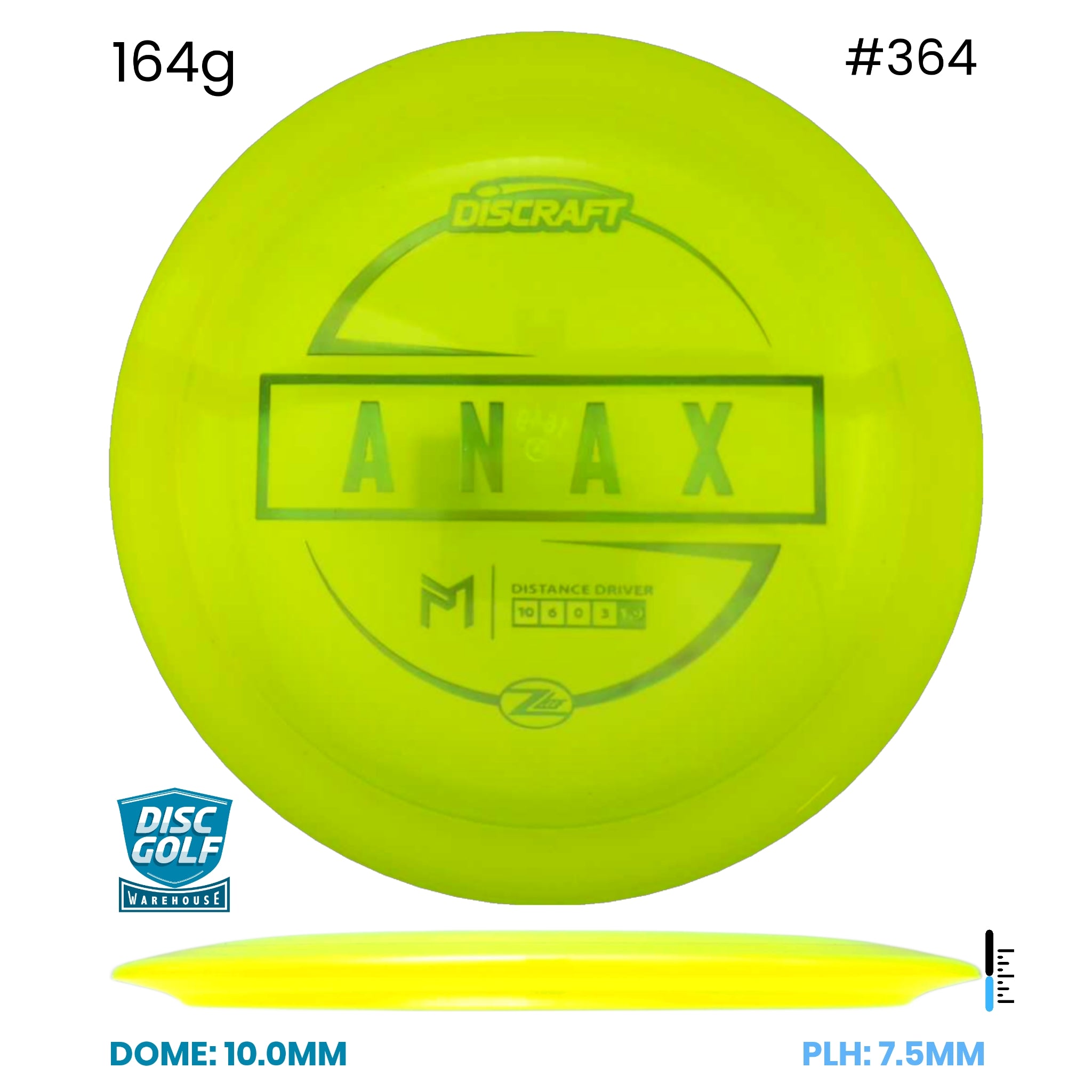 Disc Golf Warehouse Discraft Anax - Paul McBeth Z Lite Plastic Yellow/Green Metallic 164g