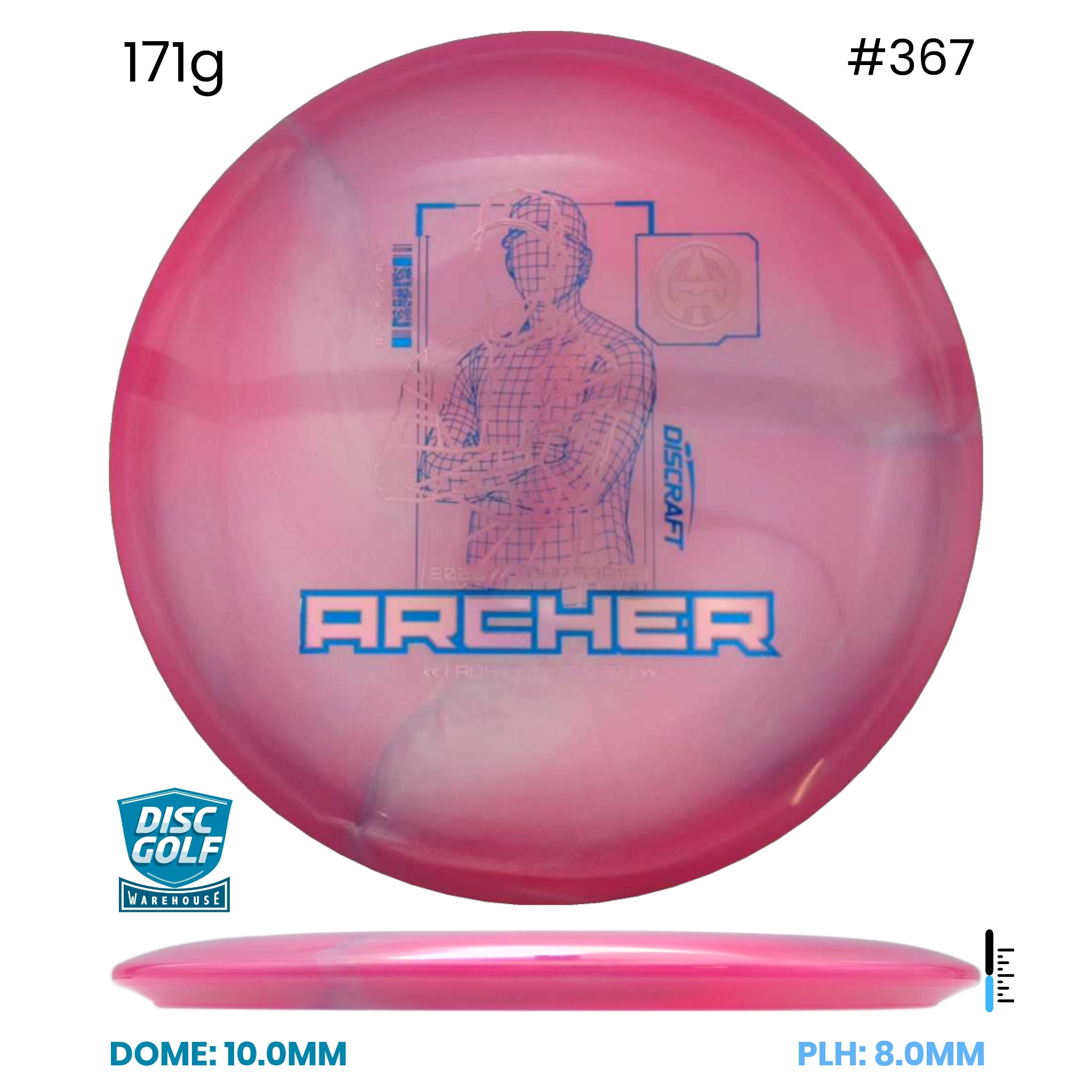 Disc Golf Warehouse Discraft Archer - Special Blend Plastic - Austin Turner 2026 Tour Series Pink/Blue Metallic 171g