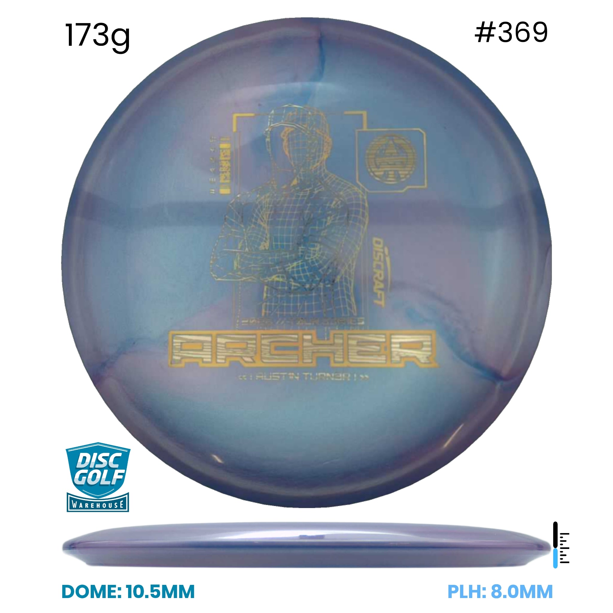 Disc Golf Warehouse Discraft Archer - Special Blend Plastic - Austin Turner 2026 Tour Series Purple/Gold 173g