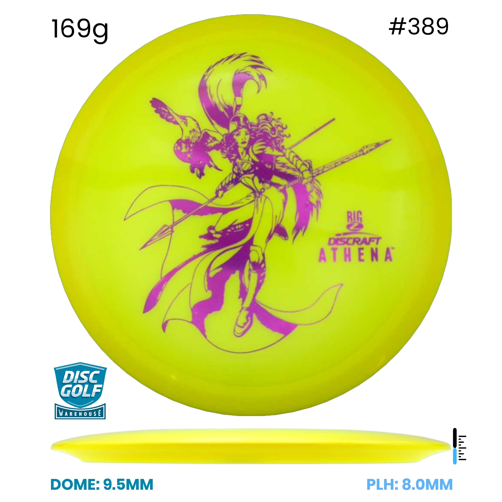 Disc Golf Warehouse Discraft Athena - Paul McBeth Big Z Plastic Yellow/Purple Metallic 169g