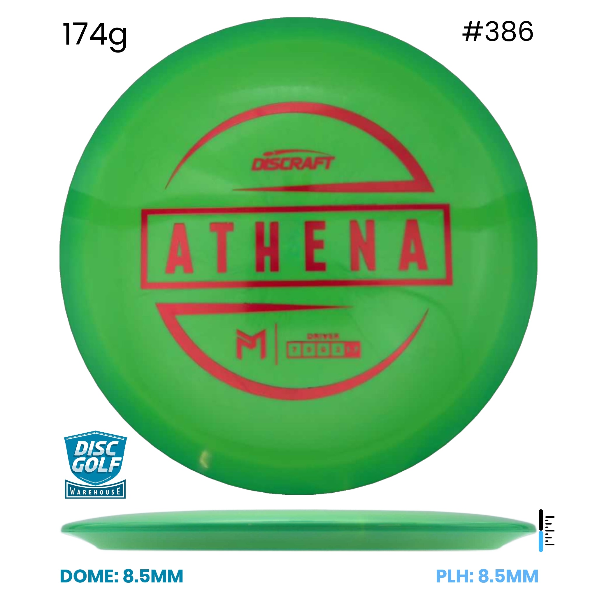 Disc Golf Warehouse Discraft Athena - Paul McBeth ESP Plastic Green/Red Metallic 174g