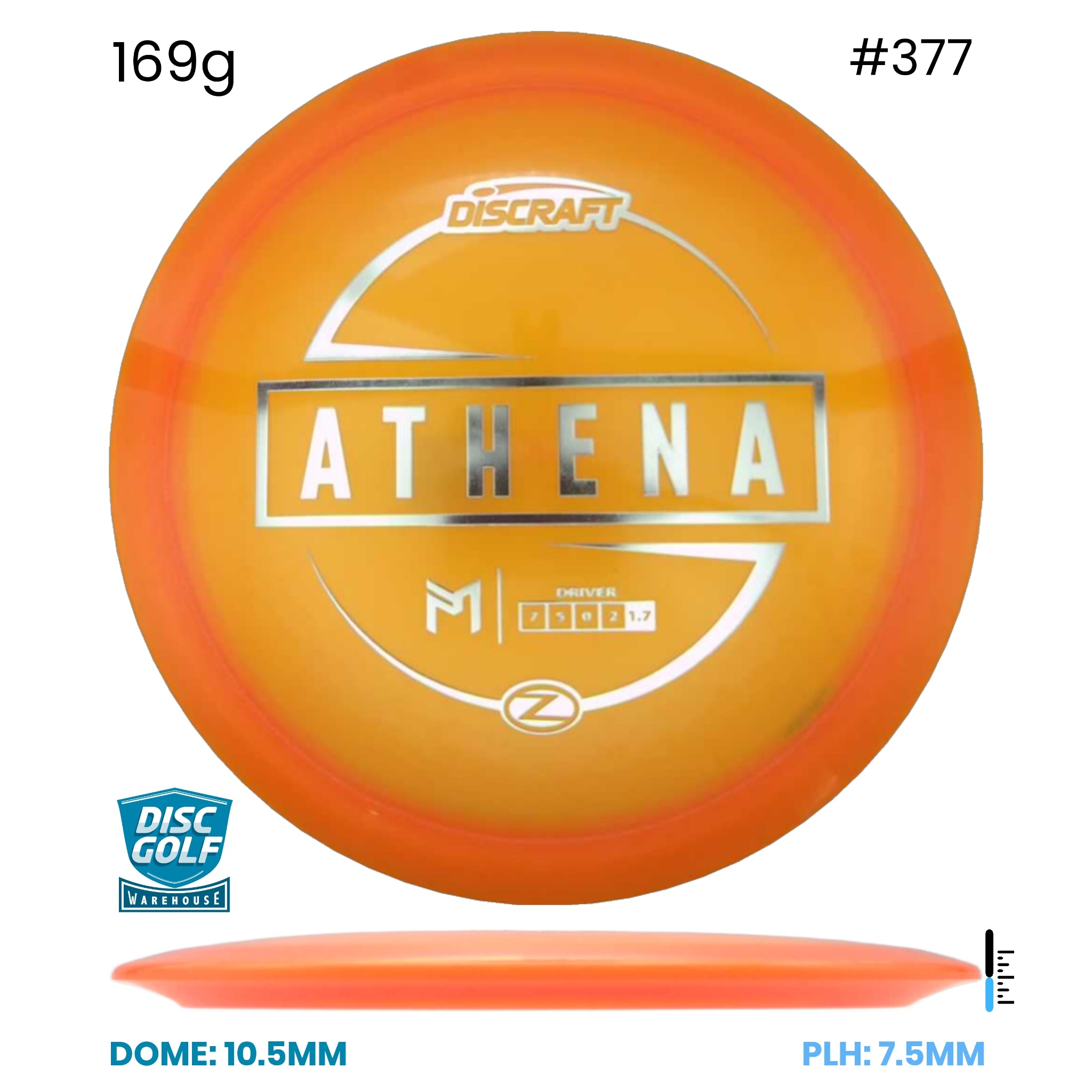 Disc Golf Warehouse Discraft Athena - Paul McBeth Z Plastic Orange/Silver 169g