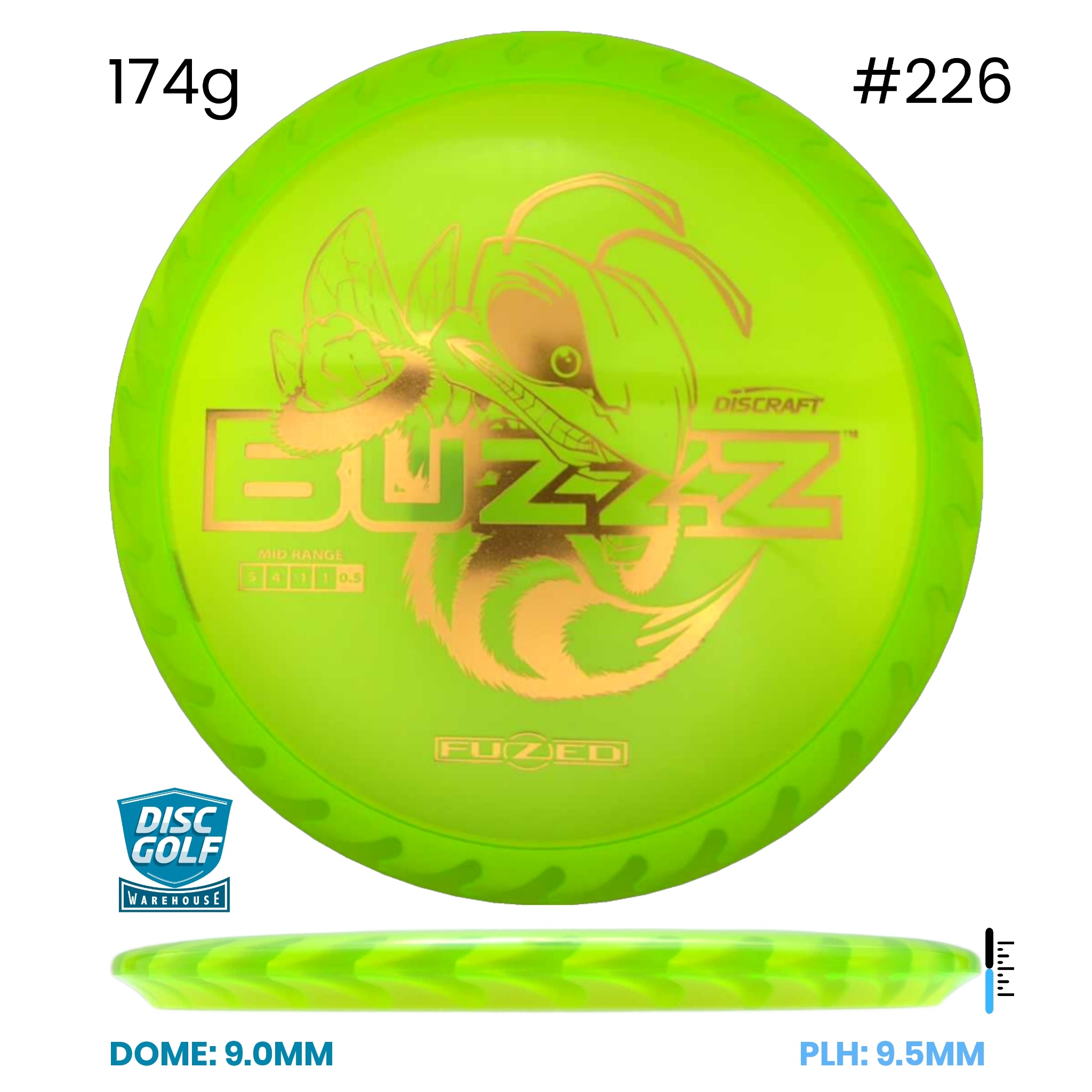 Disc Golf Warehouse Discraft Buzzz - FuZed Z Plastic (Buzzz Saw) Yellow/#226/Gold 174g