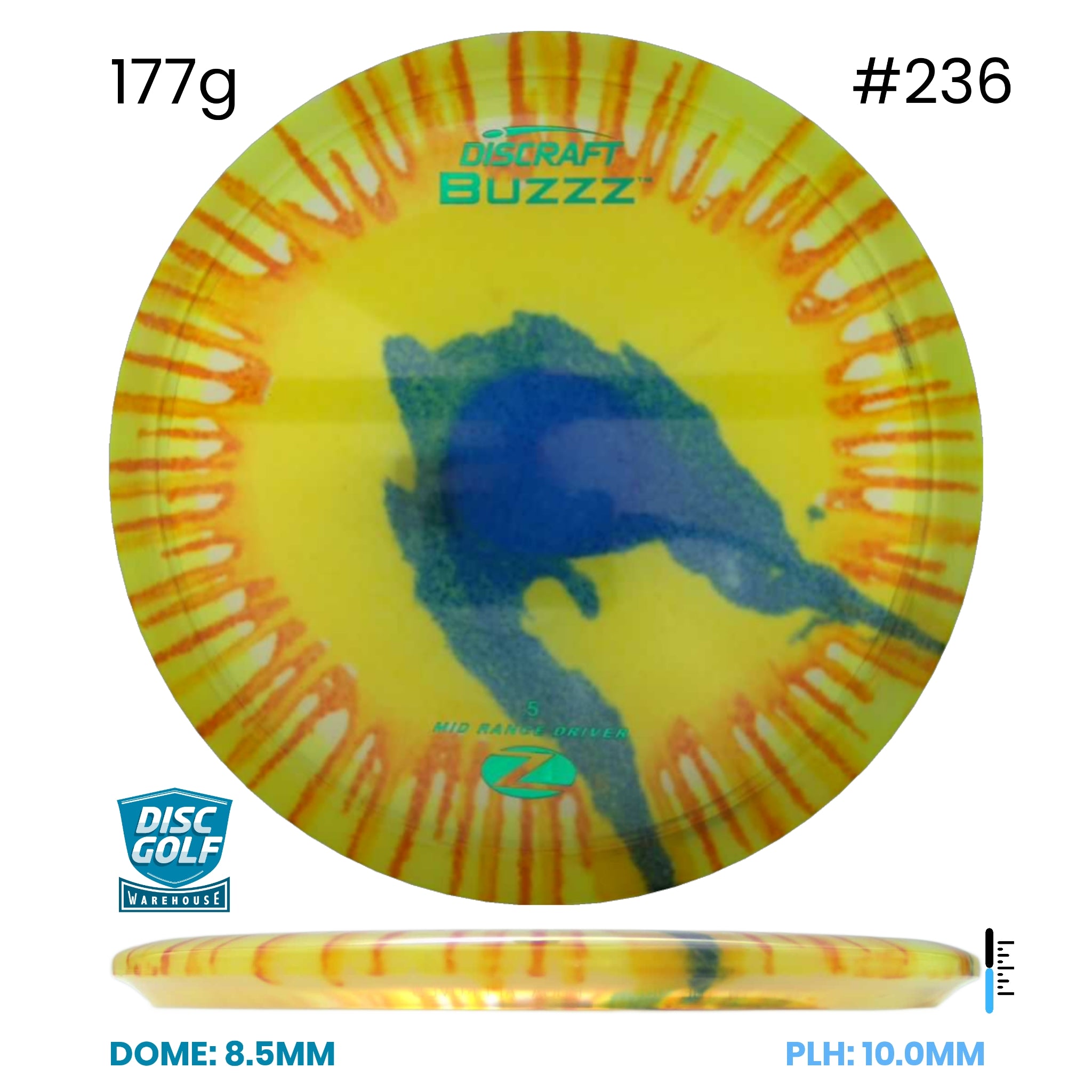 Disc Golf Warehouse Discraft Buzzz -Z Fly Dye Plastic Fly Dye/#236/None 177g
