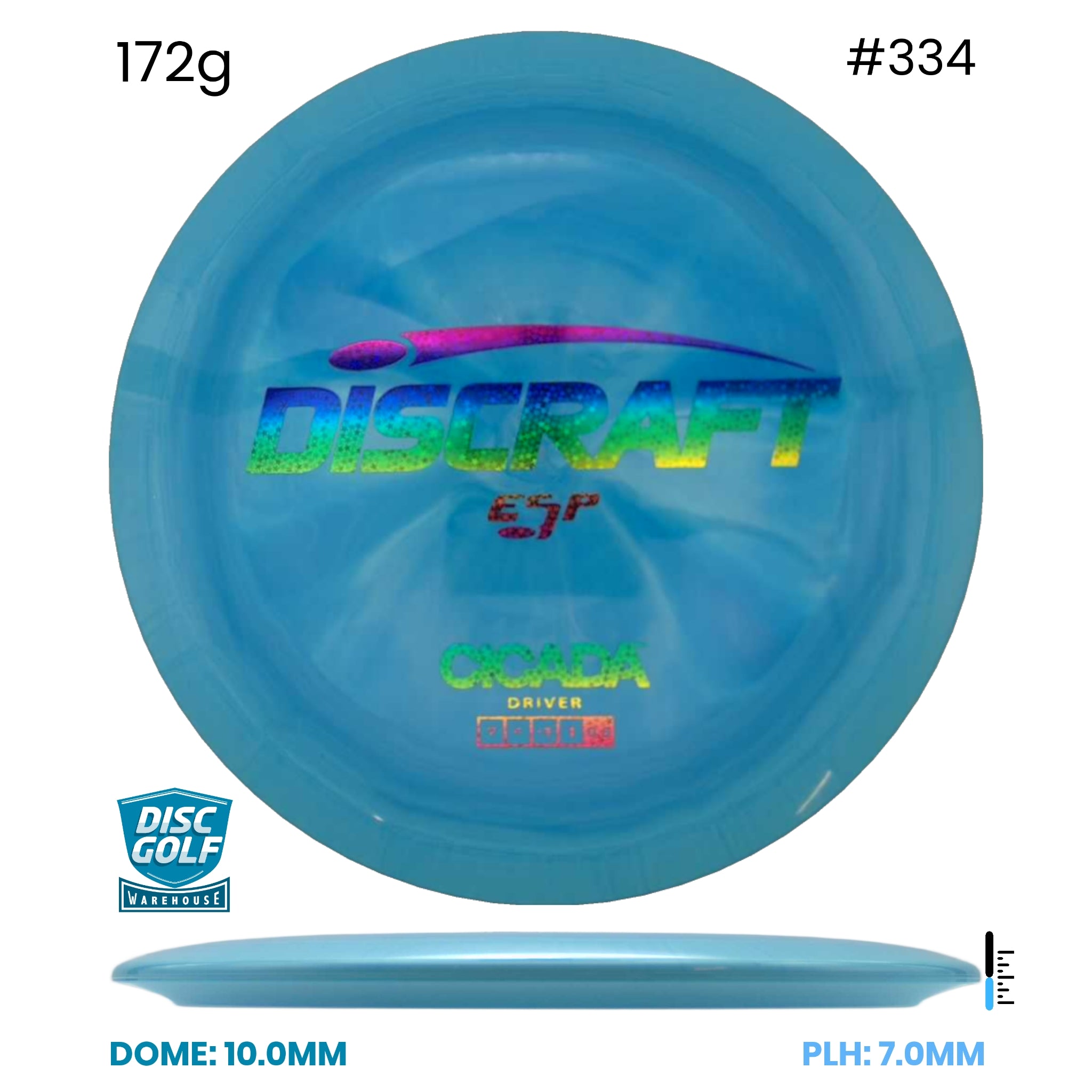 Disc Golf Warehouse Discraft Cicada - ESP Plastic Blue/Rainbow Holo 172g