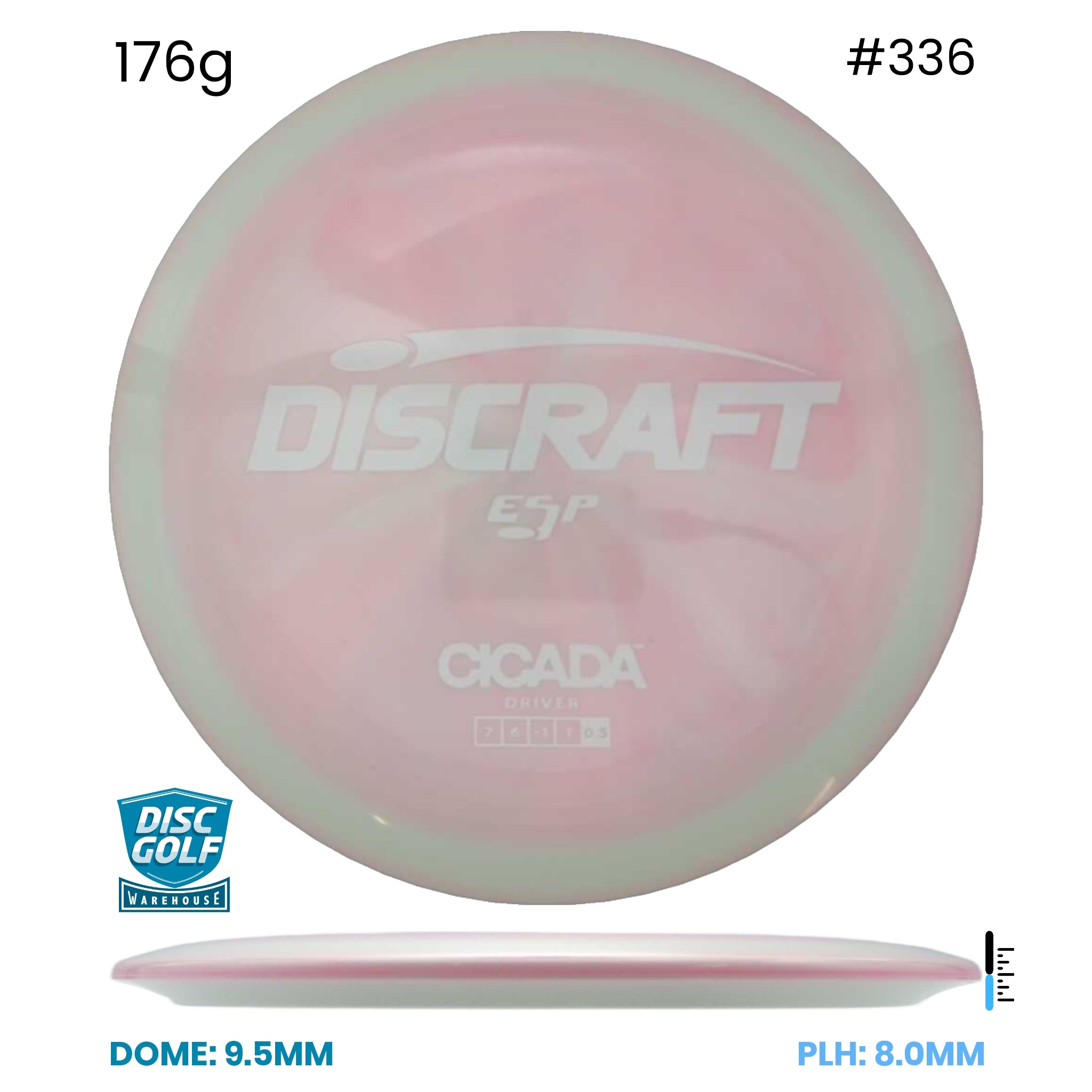 Disc Golf Warehouse Discraft Cicada - ESP Plastic Pink/White 176g