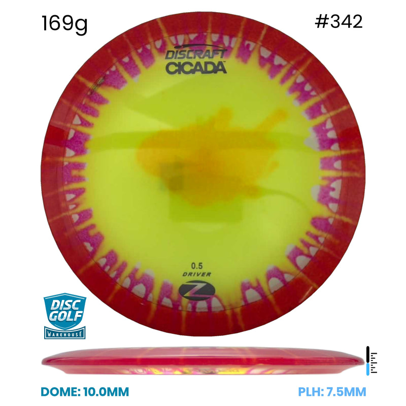 Disc Golf Warehouse Discraft Cicada - Z Fly Dye Plastic Yellow/Black 169g